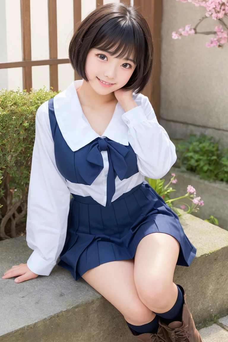 High resolution、High resolution、In 8K、RAWphotographgraphy、Highest quality、masterpiece、Tabletop、??????、student、 good,White skin,knees,(Skin-colored pantyhose),Detailed ????? Pattern、????? Focus、Pink Panties、Absurd,Small face、???????????、前hairを真ん中から分ける、The forehead is visible,(Cold look<eyeを細めて,Glare,strong,Light anger)、masterpiece,Highest quality、超High resolution,RAWphotograph,only,Beautiful poop,One person, One personで,Dark look,Small ???????,whole body、very nice、ＪＫ ,high school girl,Japanese women,Are standing,（Realistic：1.37）、Photon Mapping,Light blue ribbon,Realistic、Cute Face,茶色のeye、Black socks、22 years old、(Red bow tie)、Radio City、物理ベースonlyダリング、prospect、Written boundary depth、Blurred Background、photograph,girl、body,Beautiful legs, Long legs, Thin legs,Long Bob Cut,(前hairが見える), hair, lips, green_eye, Nose Soft,(Light blue shirt), (Navy Pleated Skirt), kneesが見える,See-through clothing,, thigh, black cotton socks,Nogizaka Idol, , Japanese Ido、キラキラしたeye、Glossy lips、