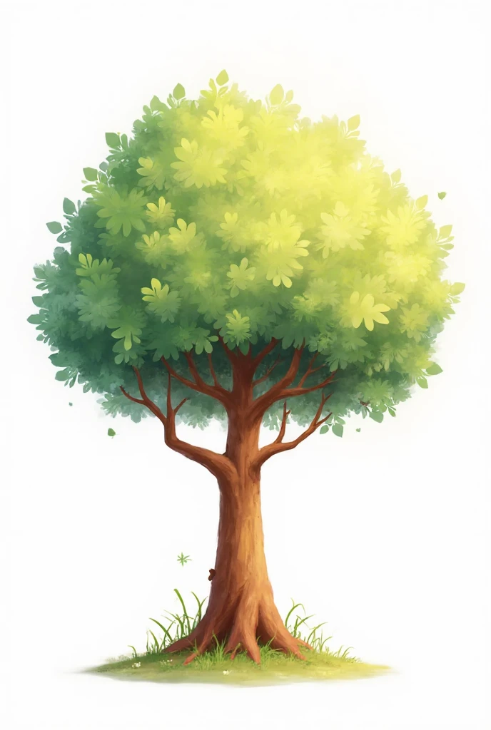 Beautiful 2D cartoon tree on white background - SeaArt AI