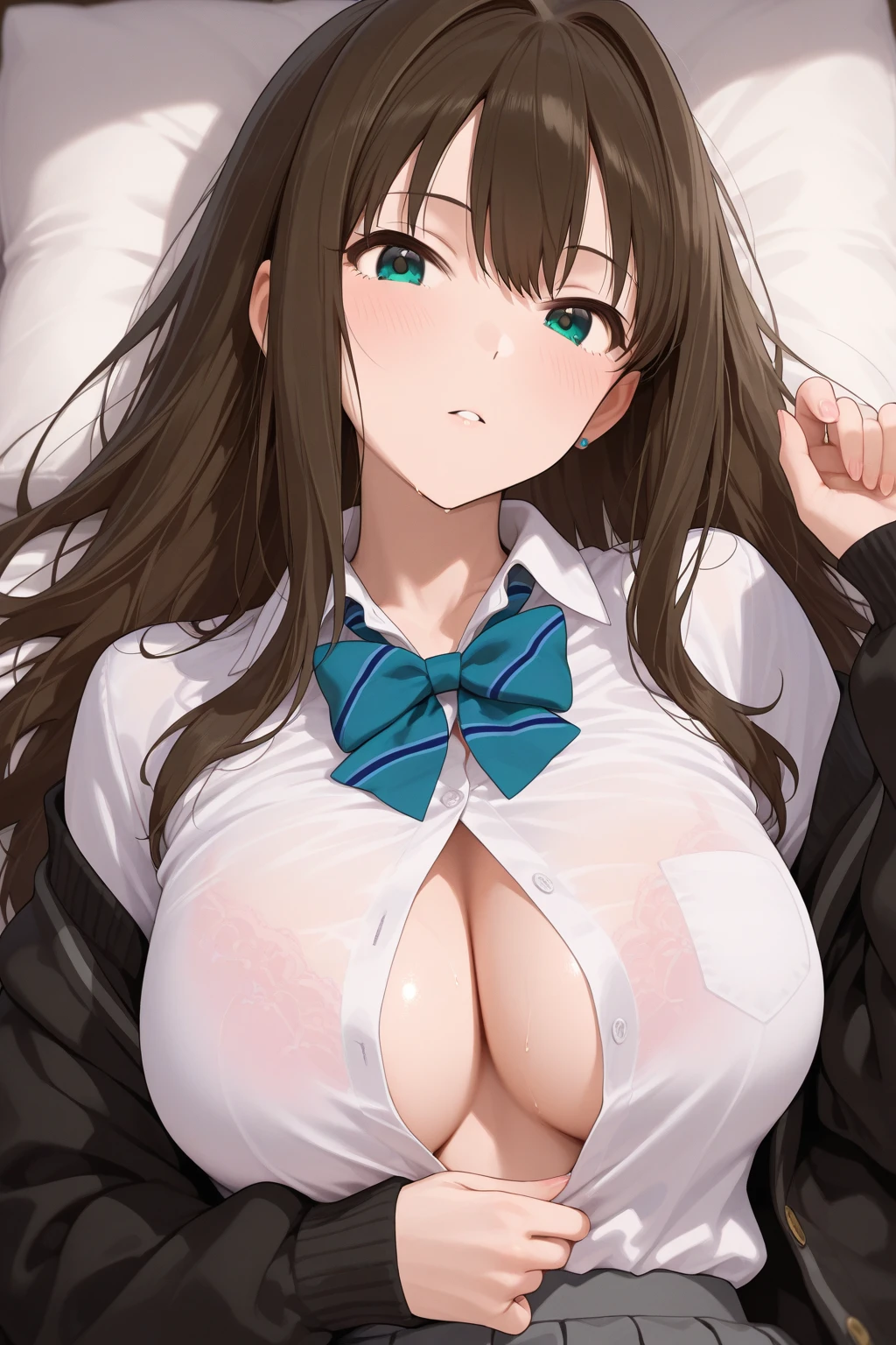 Highest quality, masterpiece, figure, wallpaper, Beautiful detailed woman, Highly detailed eyes and face, Beautiful attention to detail, Brown eyes,Beautiful red hair ,crisp finger, clear background, deep night,18-year-old,Large Breasts、Nipples、nude、Blowjob,Wet,Being Raped,rape、sexual behavior、long hair,Horse Girl,uniform,Cowgirl,office lady,torture、uniform、bed、Put your hand on the mirror