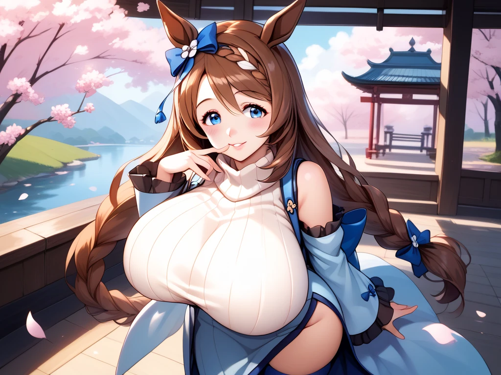 master-piece, bestquality, 1girls,16 years old, View viewers from front, HD, slight smile, big tits, cleavage, tights cloth, , tiny body, outdoor, mountain, arms forward, want to be hug,