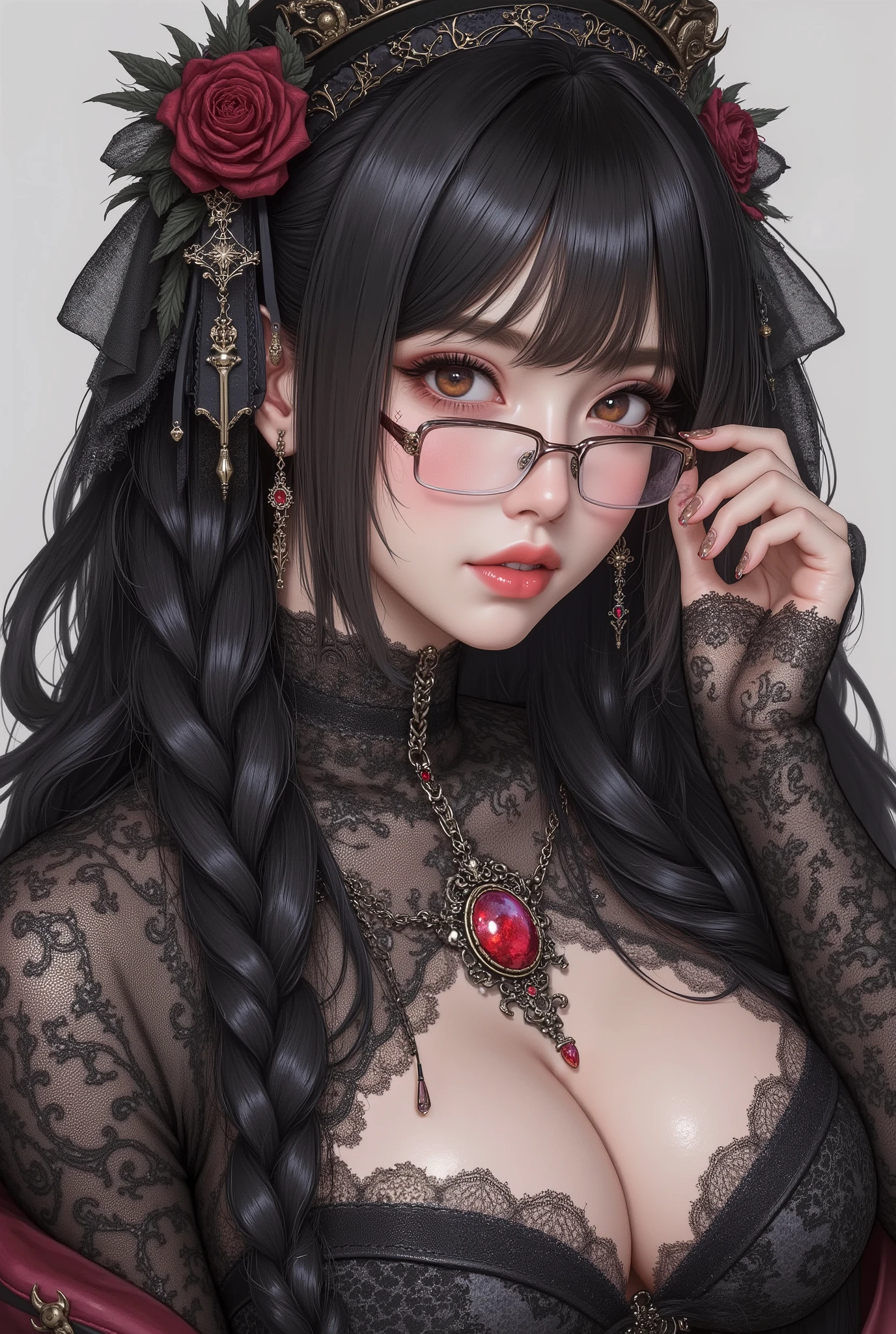 ( Highest Quality, best illustrations,high image quality:1.2), (Horror Fantasy:1.5), (ink and watercolor:1.5),(Ominous Scenery :1.5),(A lot of dust rises:1.5),( Dirt Track :1.5),(wonderful:1.5),(masterpiece:1.5), (Powerful figures:1.1、Big Breasts:1.3) 、 ((((glasses、Closeup Shot, cute、 Red Eyes、 Evil Ruby's Cursed Necklace )))),(((glasses、Big Breasts、 braids)))、 cute face, raise eyebrows , ,(Fatal Beauty, charming beauty ) ,(Mysterious Charm:1.1),(Big Breasts、attractive silhouette), high image qualityテクスチャ 、High Quality Shadows、 beautiful and delicate face 、 beautiful, delicate, eyes are sticky liquid dripping 、 ray tracing 、 20th Generation、 cute K-POP girl、( The Face of Korea )、Thin face、( Ulzan-6500-v1.1:0.6)、 Face of Pure Loss _v1 , ( beautiful and delicate face , beautiful and delicate eyes, perfectly balanced face , high image quality skin , detailed skin, lens flares {x} perfect ratio 4 fingers to 1 thumb :1.25)、 DSLRs、 地獄から来たbeautiful悪魔女 , ATTRACTIVE GIRL , Real Girls, Gurwitz, Gurwitz-style Artwork , Girl Roleplay, Realistic 3d style, cgstation Popular Topics,, 8k portrait rendering BYMR. nomi ,(truth,truth:1.4,glassesの少女 :1.2)、cheek、 glossy lips, 1. オーバーサイズ comment: comment、 come up with an oversized design that covers shoulder to knee.。 navy blue or black are standard colors .、[ Soft khaki or beige , wait.、 Pick the right color for the season 。 2. choose the color that suits your skin : To protect yourself from the cold、 choose the color that suits your skin 、 ニットの質感と色を commentに合わせてください .。 3. ワイドレッグ pants: pants, choose a wide leg design 、combines mobility and style。Dark tone denim or black pants look great.。 4. knee-high boots: オーバーサイズ commentに含まれるもの、boots are black or dark brown Match the texture and color of the fashionable.、 Gives a stylish impression 。 5. accessories: The 。 Disney 、 long necklace 、6. handbag: handbag、let's match the color of your outfit.