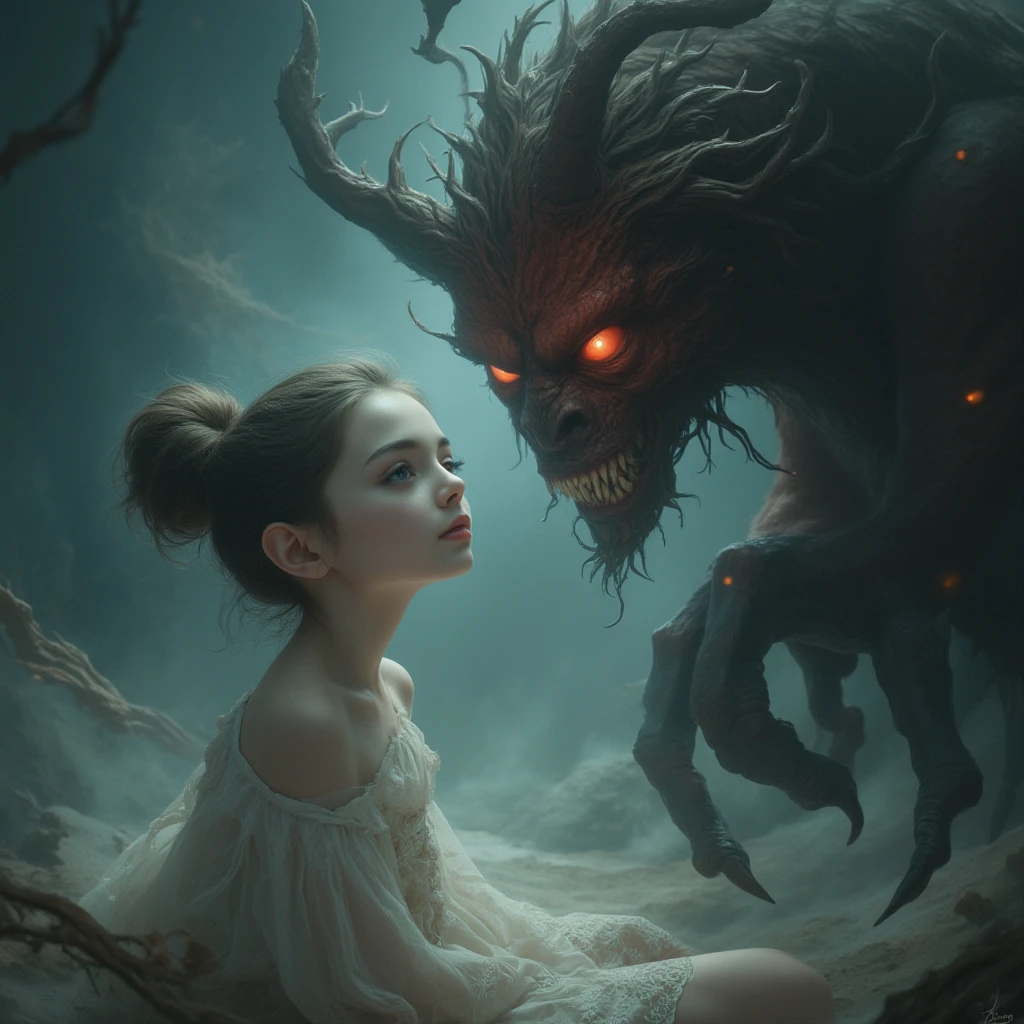 A mimic disguised as a dresser with mirror, monstrous features,  giant maw, anticipating a meal, fantasy bedroom, (best quality,8k,highres,masterpiece:1.2),ultra-detailed,(realistic,photorealistic,photo-realistic:1.37),fantasy,horror,surreal,cinematic lighting,dark moody colors,dramatic shadows,intricate details,ornate dresser,distorted proportions,unsettling atmosphere,eerie presence,dreamlike,visceral,unnerving
