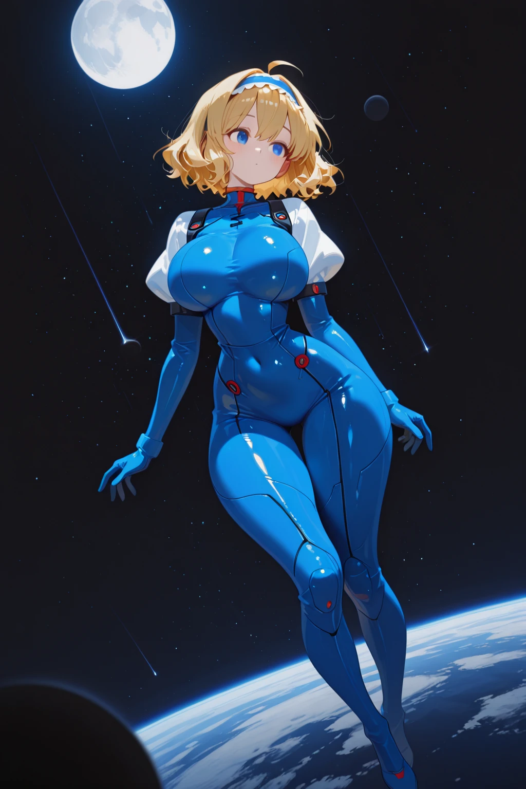 ((masterpiece, best quality;1.3)), ultra detailed, detailed background, 1girl, solo, smile,   ,ochaco uraraka, looking at viewer, large breast,pink suits,, ((completely )), ((breasts and  )), (( and  and  )),
school background, zero gravity,realistic, galaxy, space, flying