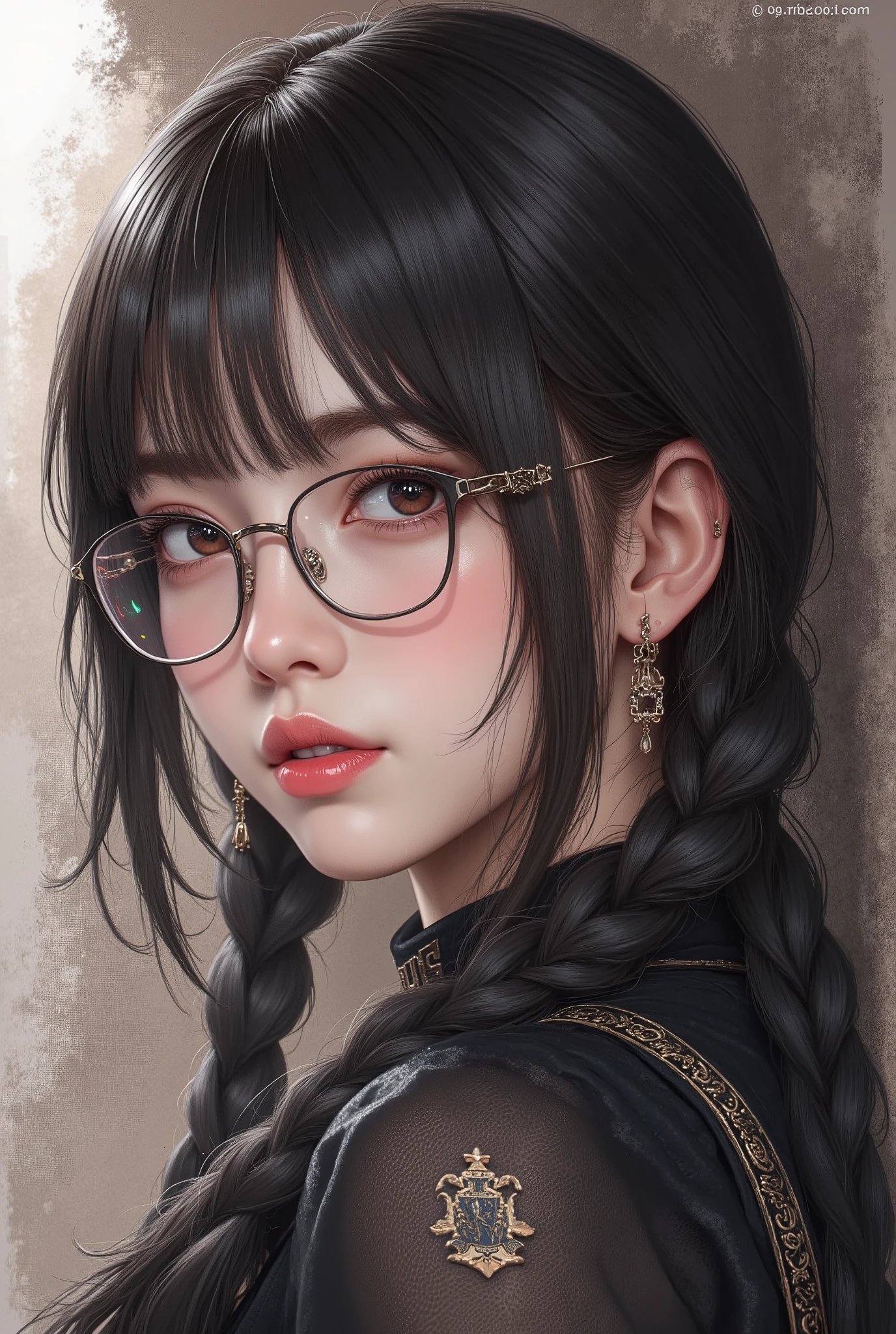 (  Highest Quality, best illustrations,high image quality:1.2), (Horror Fantasy:1.5), (ink and watercolor:1.5),(Ominous Scenery   :1.5),(A lot of dust rises:1.5),(  Dirt Track   :1.5),(wonderful:1.5),(masterpiece:1.5),  (Powerful figures:1.1、Big Breasts:1.3) 、 ((((glasses、Closeup Shot, cute、 Red Eyes、 Evil Ruby's Cursed Necklace )))),(((glasses、Big Breasts、  braids)))、  cute face,  raise eyebrows , ,(Fatal Beauty,  charming beauty ) ,(Mysterious Charm:1.1),(Big Breasts、attractive silhouette),   high image qualityテクスチャ 、High Quality Shadows、   beautiful and delicate face   、 beautiful, delicate, eyes are sticky liquid dripping  、 ray tracing 、 20th Generation、 cute K-POP girl、( The Face of Korea )、Thin face、( Ulzan-6500-v1.1:0.6)、   Face of Pure Loss   _v1 , ( beautiful and delicate face ,  beautiful and delicate eyes,  perfectly balanced face ,  high image quality skin ,  detailed skin,  lens flares {x} perfect ratio 4 fingers to 1 thumb :1.25)、 DSLRs、   地獄から来たbeautiful悪魔女  ,    ATTRACTIVE GIRL  , Real Girls, Gurwitz,  Gurwitz-style Artwork , Girl Roleplay, Realistic 3d style, cgstation Popular Topics,,  8k portrait rendering BYMR. nomi ,（truth,truth:1.4,glassesの少女  :1.2)、cheek、 glossy lips, 1. オーバーサイズ comment:  comment、 come up with an oversized design that covers shoulder to knee.。 navy blue or black are standard colors .、[ Soft khaki or beige , wait.、 Pick the right color for the season 。 2.    choose the color that suits your skin    : To protect yourself from the cold、    choose the color that suits your skin   、 ニットの質感と色を commentに合わせてください .。 3. ワイドレッグ   pants:    pants,  choose a wide leg design 、combines mobility and style。Dark tone denim or black   pants look great.。 4. knee-high boots: オーバーサイズ commentに含まれるもの、boots are black or dark brown Match the texture and color of the fashionable.、  Gives a stylish impression  。 5. accessories:   The  。  Disney  、   long necklace  、6. handbag: handbag、let's match the color of your outfit.