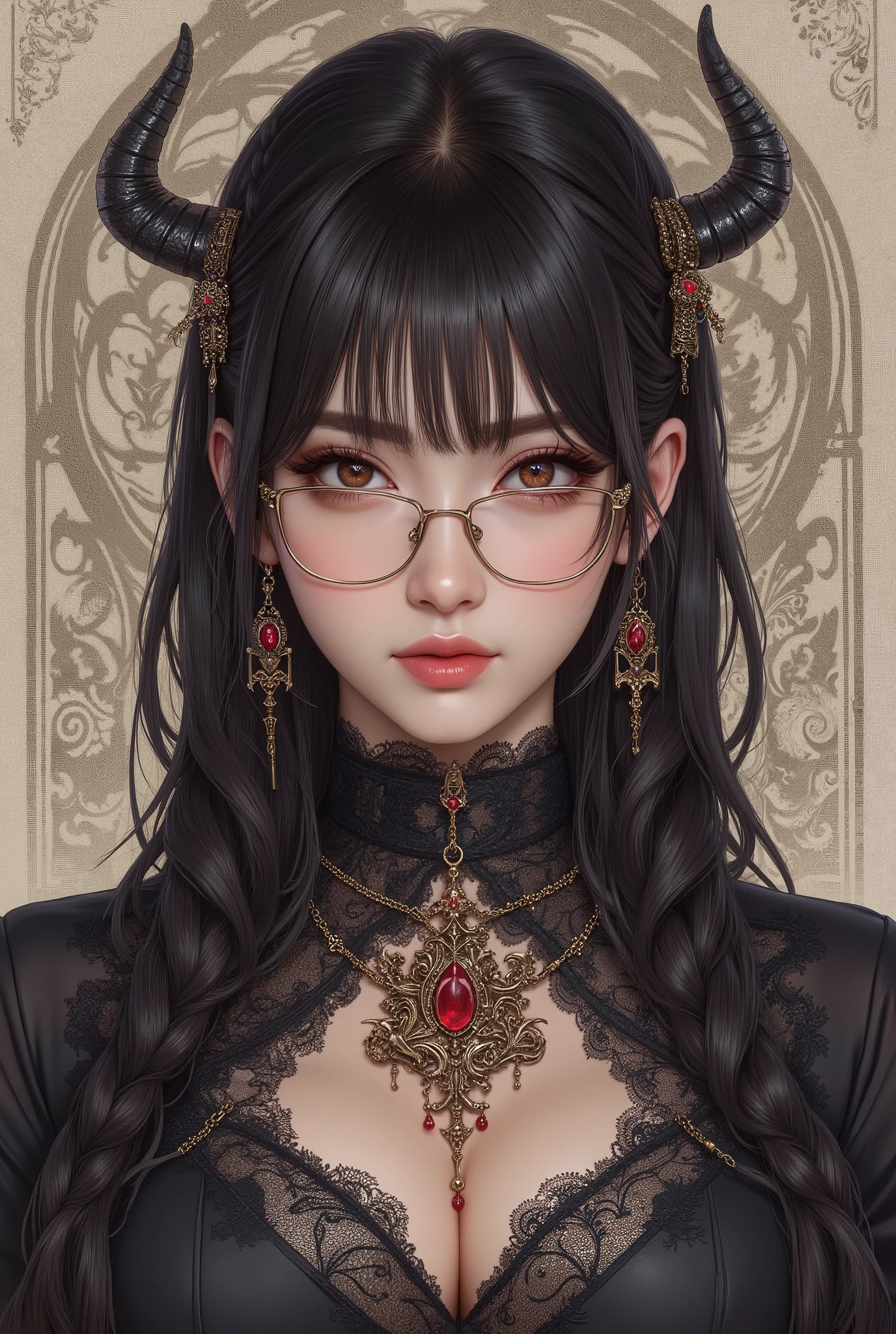 ( Highest Quality, best illustrations,high image quality:1.2), (Horror Fantasy:1.5), (ink and watercolor:1.5),(Ominous Scenery :1.5),(A lot of dust rises:1.5),( Dirt Track :1.5),(wonderful:1.5),(masterpiece:1.5), (Powerful figures:1.1、Big Breasts:1.3) 、 ((((glasses、Closeup Shot, cute、 Red Eyes、 Evil Ruby's Cursed Necklace )))),(((glasses、Big Breasts、 braids)))、 cute face, raise eyebrows , ,(Fatal Beauty, charming beauty ) ,(Mysterious Charm:1.1),(Big Breasts、attractive silhouette), high image qualityテクスチャ 、High Quality Shadows、 beautiful and delicate face 、 beautiful, delicate, eyes are sticky liquid dripping 、 ray tracing 、 20th Generation、 cute K-POP girl、( The Face of Korea )、Thin face、( Ulzan-6500-v1.1:0.6)、 Face of Pure Loss _v1 , ( beautiful and delicate face , beautiful and delicate eyes, perfectly balanced face , high image quality skin , detailed skin, lens flares {x} perfect ratio 4 fingers to 1 thumb :1.25)、 DSLRs、 地獄から来たbeautiful悪魔女 , ATTRACTIVE GIRL , Real Girls, Gurwitz, Gurwitz-style Artwork , Girl Roleplay, Realistic 3d style, cgstation Popular Topics,, 8k portrait rendering BYMR. nomi ,(truth,truth:1.4,glassesの少女 :1.2)、cheek、 glossy lips, 1. オーバーサイズ comment: comment、 come up with an oversized design that covers shoulder to knee.。 navy blue or black are standard colors .、[ Soft khaki or beige , wait.、 Pick the right color for the season 。 2. choose the color that suits your skin : To protect yourself from the cold、 choose the color that suits your skin 、 ニットの質感と色を commentに合わせてください .。 3. ワイドレッグ pants: pants, choose a wide leg design 、combines mobility and style。Dark tone denim or black pants look great.。 4. knee-high boots: オーバーサイズ commentに含まれるもの、boots are black or dark brown Match the texture and color of the fashionable.、 Gives a stylish impression 。 5. accessories: The 。 Disney 、 long necklace 、6. handbag: handbag、let's match the color of your outfit.