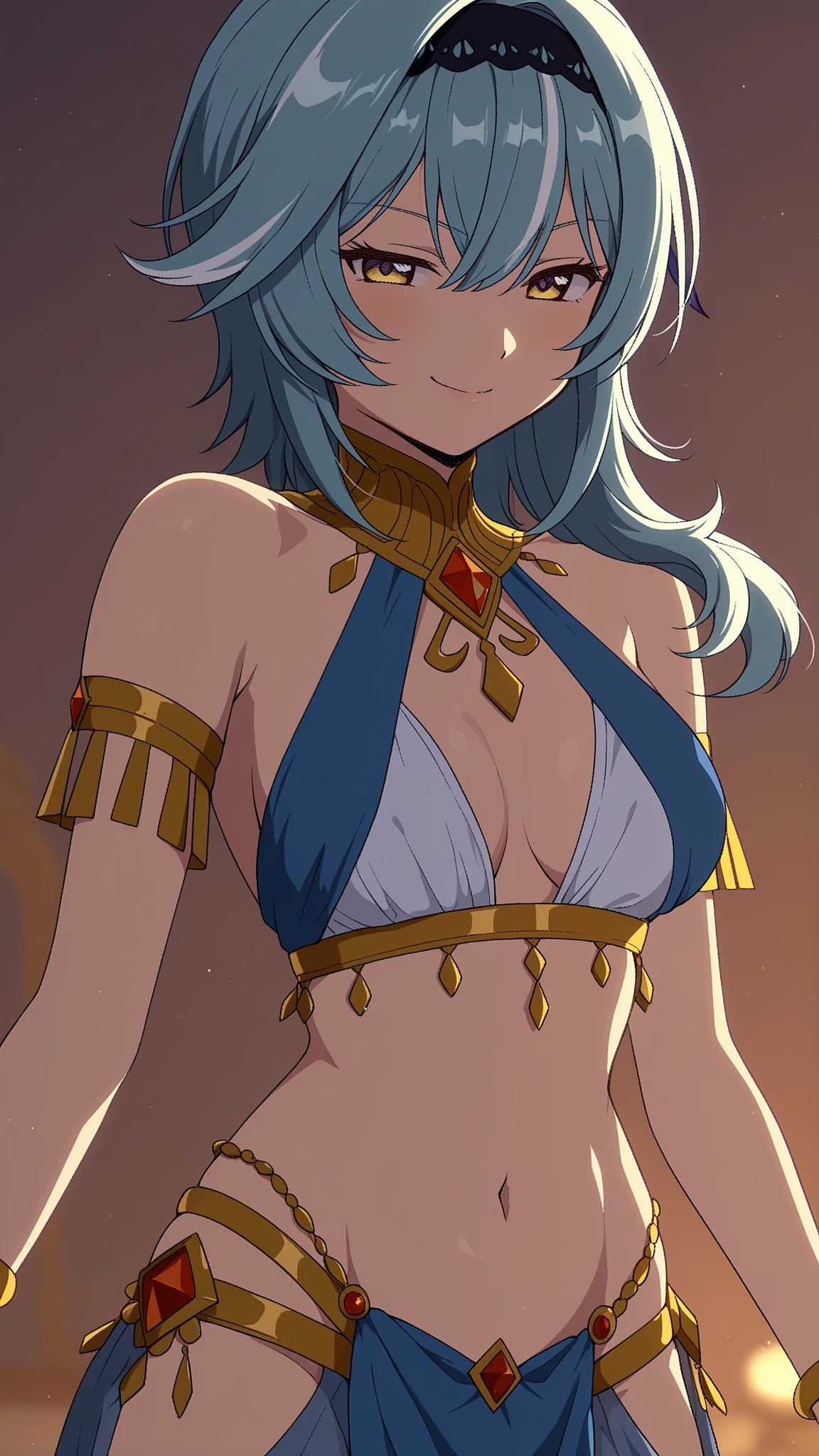 best quality, super fine, 16k, incredibly absurdres, extremely detailed, delicate and dynamic, cool and beautiful pretty goddess of goddesses, captivating look, aroused expression, tiffany blue messy pixie cut, wearing large robe with gold embroidery that shows little skin, gold heart pendants, necklaces, earrings and accessories, superlative body proportion, red and silver plated iridescent magic circle, background pastel colored smoke