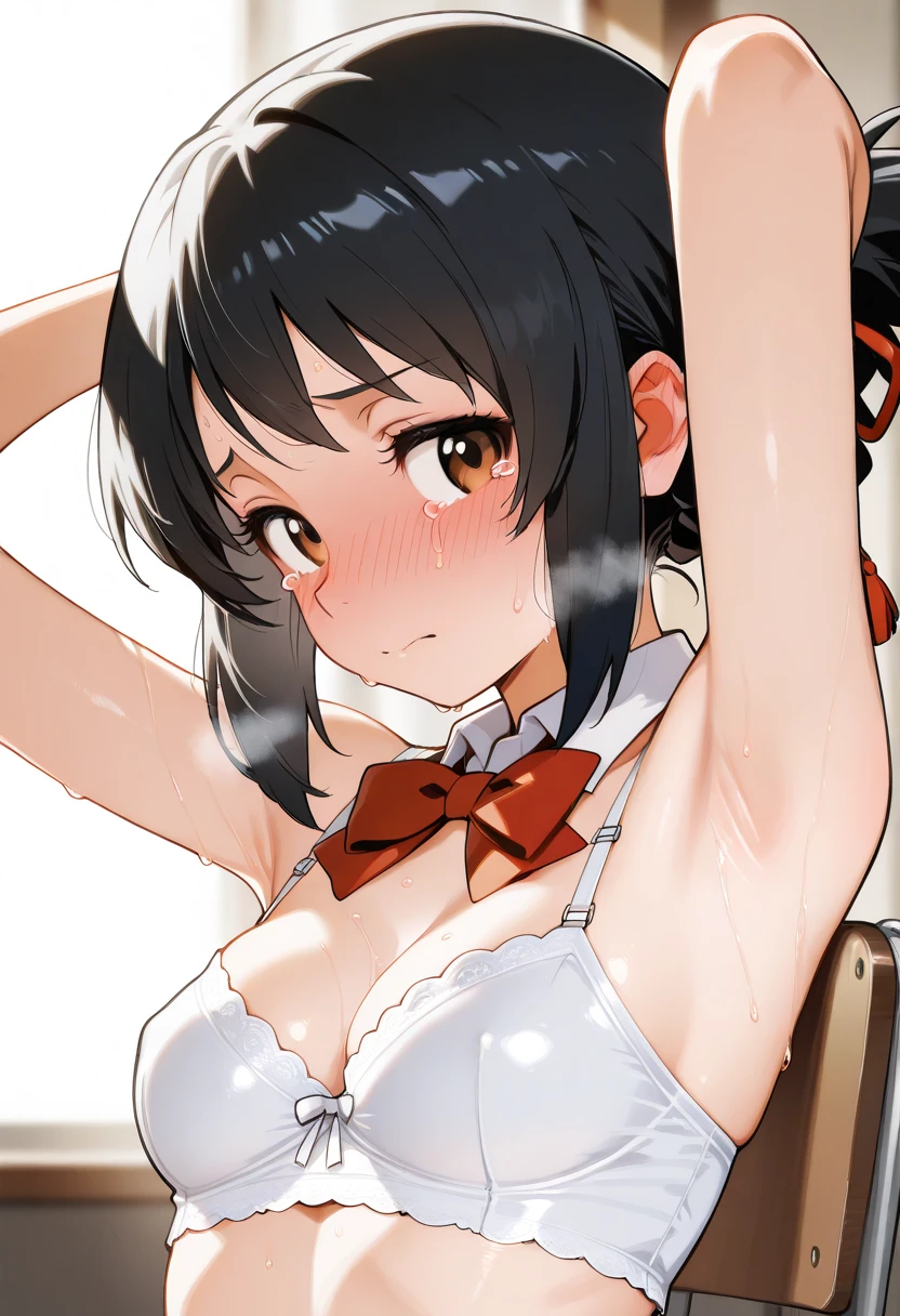 ，Facing the viewing angle，Absurd resolution、hight resolution、(​masterpiece:1.4)、ultra-detailliert、((One girl 1.2))、kawaii、sullenness，(silber hair), (Ponytail), (hair messy), (tired hair), (asymmetrical bangs), (ribbon head), (Orange eyes), (huge-breasted:1.6),(thighs thighs thighs thighs:1.2), Beautiful expression、beautidful eyes、(the body gets wet:1.1)、(?????????:1.3),((look from down:1.9))(wet skin and hair:1.2),(Sweaty body:1.2)、(blush:1.22)、(Heart-shaped eyes:1.37)、(Heart shaped pupils:1.27),(Heart shaped pupils:1.09),(heart on eyes:1.35)、(droolng:1.2)、(White liquid on the thighs:1.15),(white, white turbid liquid on the body,,,,,,,,,,,,,,,,,,,,,,,,,,,,,,,,,,,,,,,,,,,,,,,,,,,,,,,,,,,,,,,,,,,,,,,,,,,,,,,,,,,,,,,,,,,,,,,,,,,,,,,,,,,,,,,,,,,,,,:1.2)、(Crying expression:1.5), ((Girl straddling guys:1.82)),((???:1.6)),(Barefoot:1.1),(girl with:Putting hands on a man's body),(Motion Blur:1.64),((rikujou)),((?????:into ?????)),(girl)