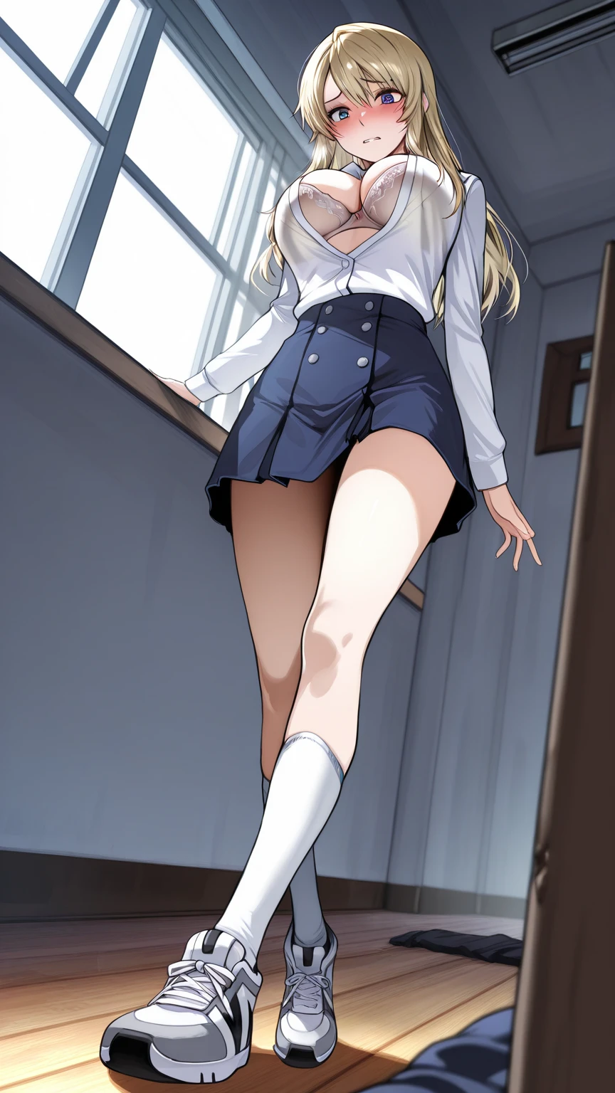 A Princess、Shyness、embarrassed from、a blond、Clear liquid leaks out of the ??????、 doress、frilld、panties on、showing   panties、Skirt twisted、princess、panties small