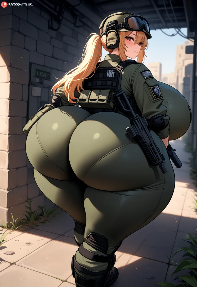 Two army men, in uniform, huge , comically , large butts, huge butts, huge , big , round , full , wide , juicy , bubblebutts, big boy booty, tight camo pants