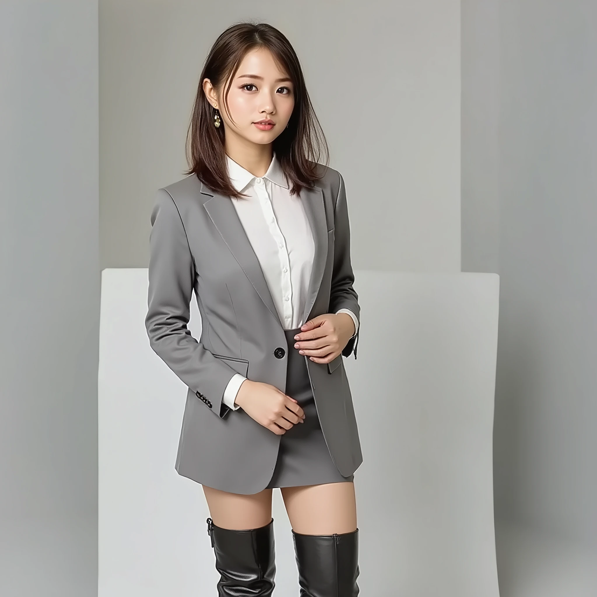 Flux,Real photo,Beautiful Woman,Japan Women,OL,office lady,アジアBeautiful Woman,Th1gh-H1ghs boots,