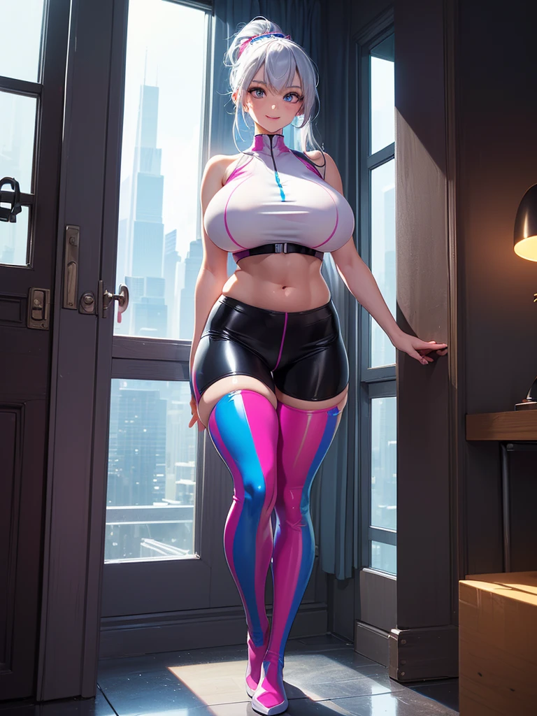 ,,,Photo of Elsa of Arendelle wearing white gym outfit, Nice, show , , tall,  legs, bursting , wide , busty, 