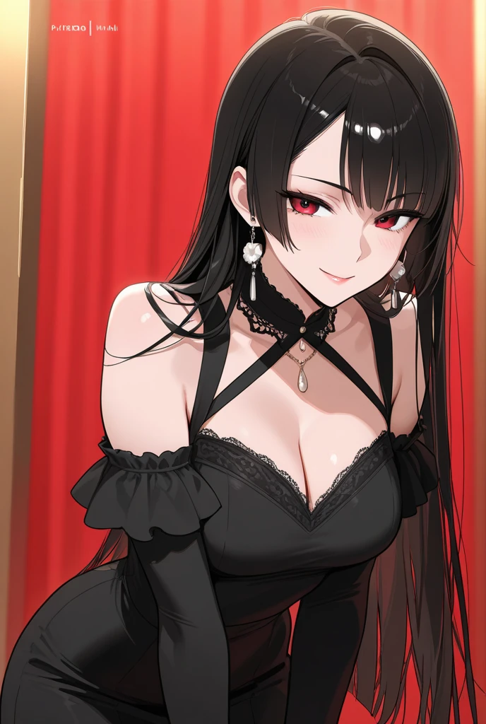 best quality, black hair, 1girl, bored, indoors mansion, night, sitting, corneo_thorn_princess_yor
