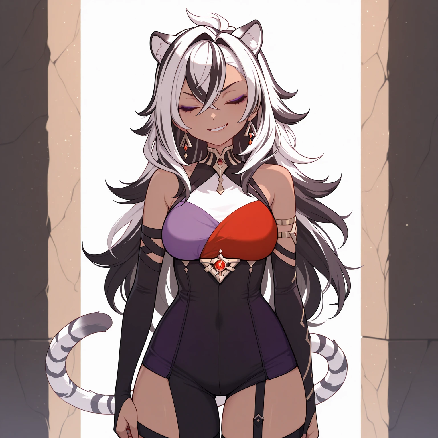 score_8_up, score_7_up, score_6, source_furry, source_anime, ((furry, kemono, anthro)), solo, solo focus, female wolf, gray fur, fluffy fur, fluffy tail, dark gray hair, gray body, light blue eyes, very long hair, revealing clothes, dress, cosplay, abstract background, , blush