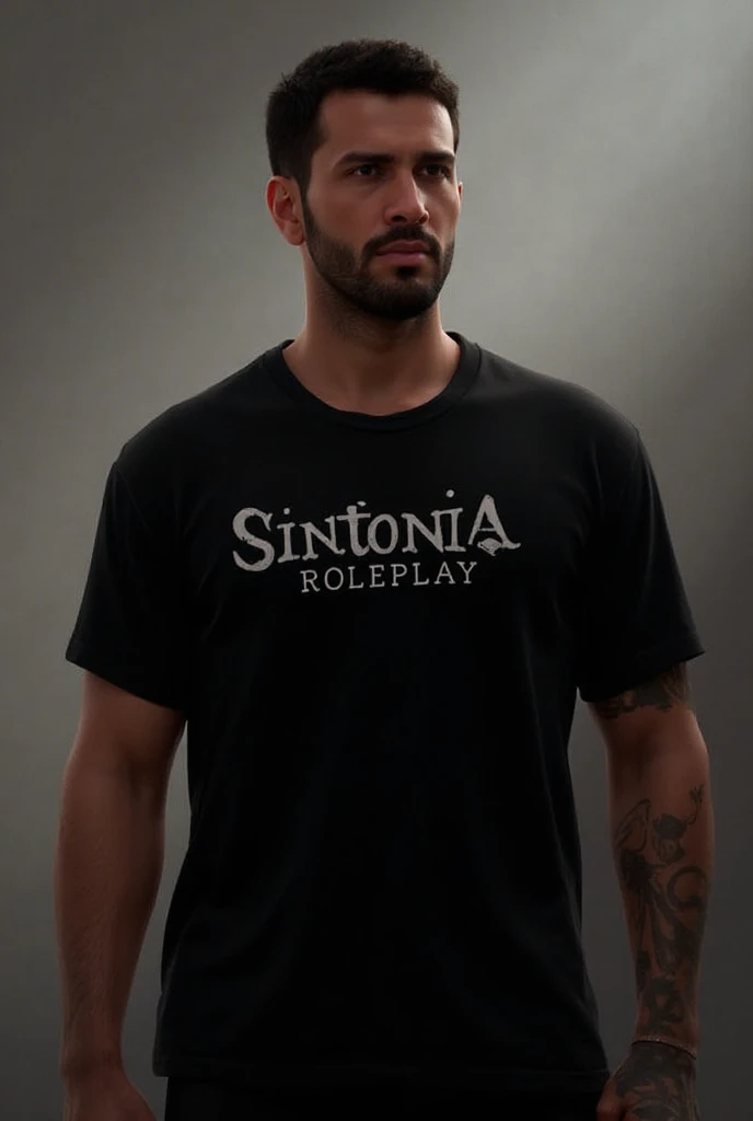 un homme avec une barbe portant un teeshirt noire et une casquette , style d'hydro74, conception de t-shirt en métal lourd, mcbess intense hypervive, lo, police de bande de métal noir, vêtements punk rock, manches courtes, grindcore, photo officielle du produit, photographie publicitaire de vêtement. Visage ultra réaliste, photographie ultra détaillés 