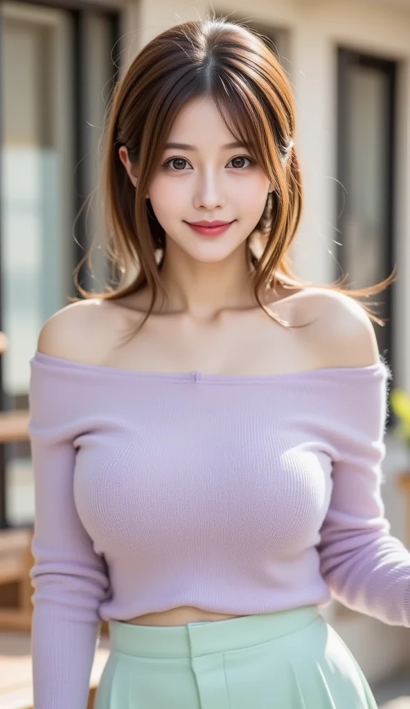 Ultra-realistic), (An illustration), (High resolution), (8k), (Very detailed), (最高のAn illustration),(Raw photo, Best Quality), (Realism, Photorealistic:1.4), Mastepiece, Very delicate and beautiful, Extremely detailed, 2k wallpaper, amazing, Fine details, Very detailedなCGユニティ8kの壁紙, Super detailed, High resolution, Beautiful detailed girl, Very detailedな目と顔, Beautiful detailed nose, Beautiful detailed eyes,Cinematic Lighting,Perfect ,Perfect promotion,(A shy smile, Beautiful Face), ((Perfect Legs, Perfect legs, Perfect hands, Perfect hands指, Perfect Arms, A shy smile, The mouth is perfect)), Looking straight at the camera, Bangs and ear bangs、necklace、 (((Cute Japanese girl wearing denim pants)))、 (((A beautiful 20-year-old Japanese girl wearing a pink T-shirt))), (((H cup big breasts)))、(((Bursting Busty!!!!!!!!!))) (((Huge boobs!!!!)))、((Huge breasts))、(((Attractive big breasts!!!!!!))), ((((Full body writing)))),  (((((Long Hair))))),  ((Solo Photo)),  ((Black Hair)), ((((Beautiful smile)))), (Slender body), ((Standing outdoors in a  pose)),  ((Emphasis on cleavage))