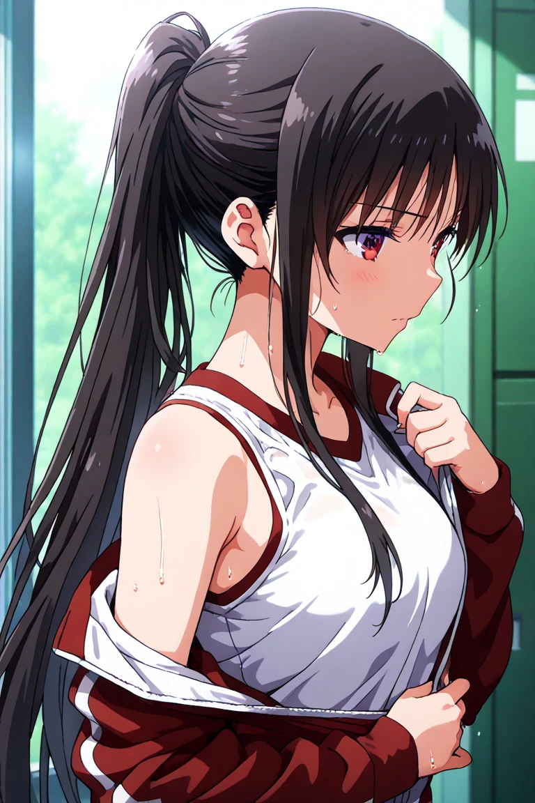 (masterpiece, best quality:1.2), 1girl, solo,standing_split, 
yuuki mikan, long hair，black sleeveless short vest，pink skirt，black