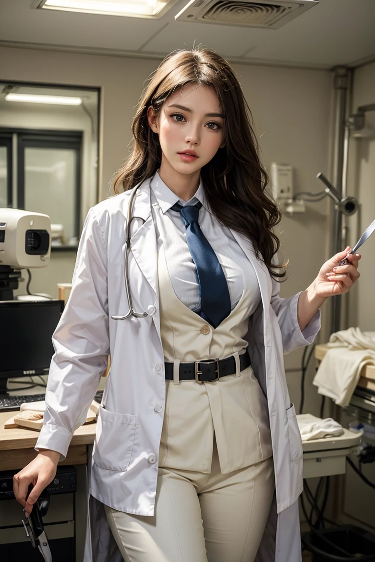 Photorealistic beautiful doctor、stunningly beautiful、doctors white coat, Doctor Fashion、(top-quality、8K、32K、​masterpiece、nffsw:1.3)、超A high resolution,(Photorealsitic:1.4),Raw photography, Detailed face,,Beautiful long hair, ((Doctor Style)), , tight skirts、 Natural makeup,  , large full 、inside hospital, Detailed background, Perfect Lighting, depth of fields, Beautiful shadow gradient,stethoscope , (((fullllbody))), Full body capture, fullllbody,  open, , Black pubic hair, look to the camera, Eye for detail, Beautiful eyes,