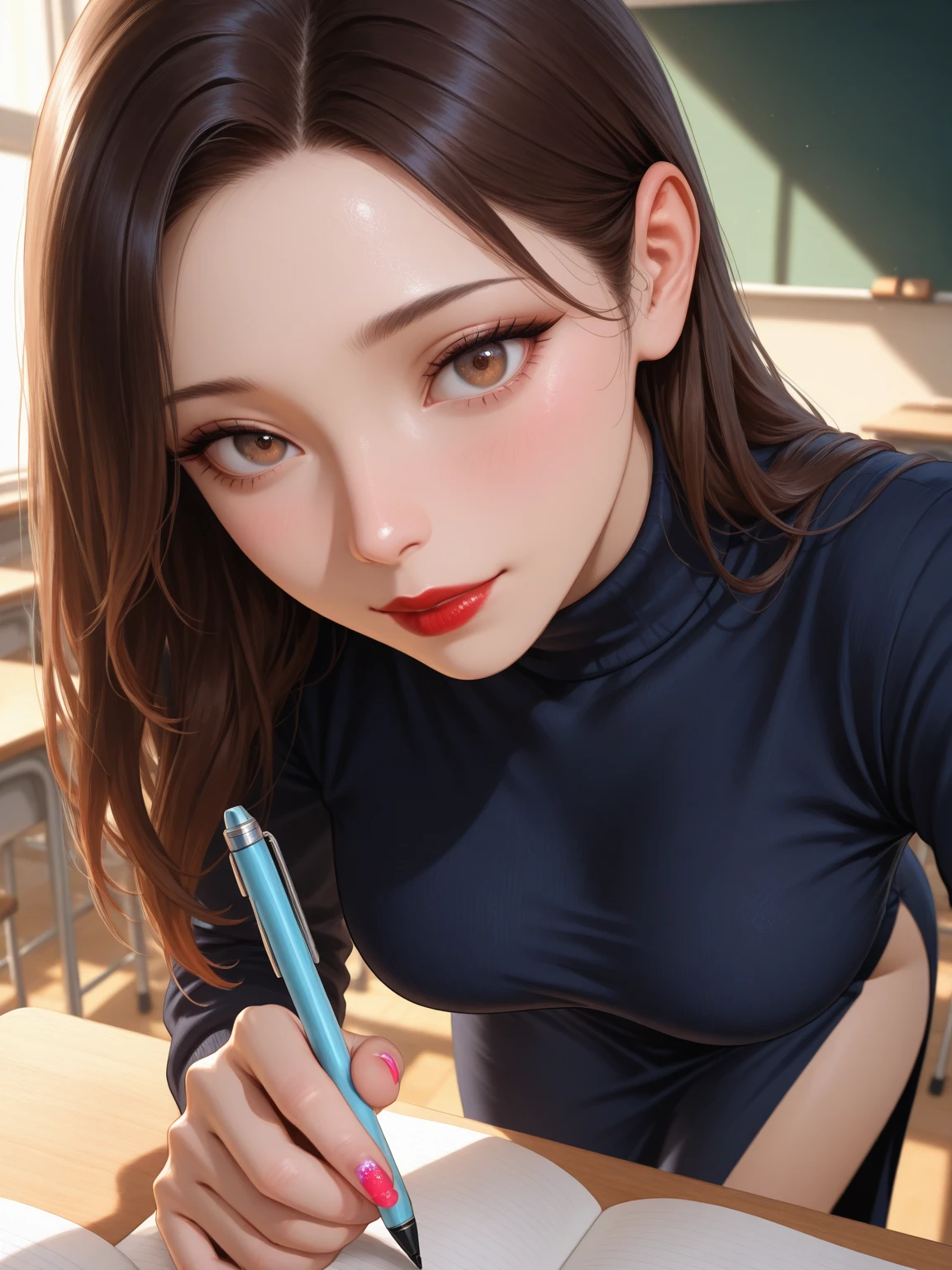 best quality, masterpiece, highres, 1girl,  silk china dress, beautiful face, hair ornament, looking at viewer, smile, closed mouth,lips, dress,hair ornament, necklace, jewelry, long hair, earrings, Beautiful face,upon_body, tyndall effect,photorealistic, dark studio, rim lighting, two tone lighting,(high detailed skin:1.2), 8k uhd, dslr, soft lighting, high quality, volumetric lighting, candid, Photograph, high resolution, 4k, 8k, Bokeh