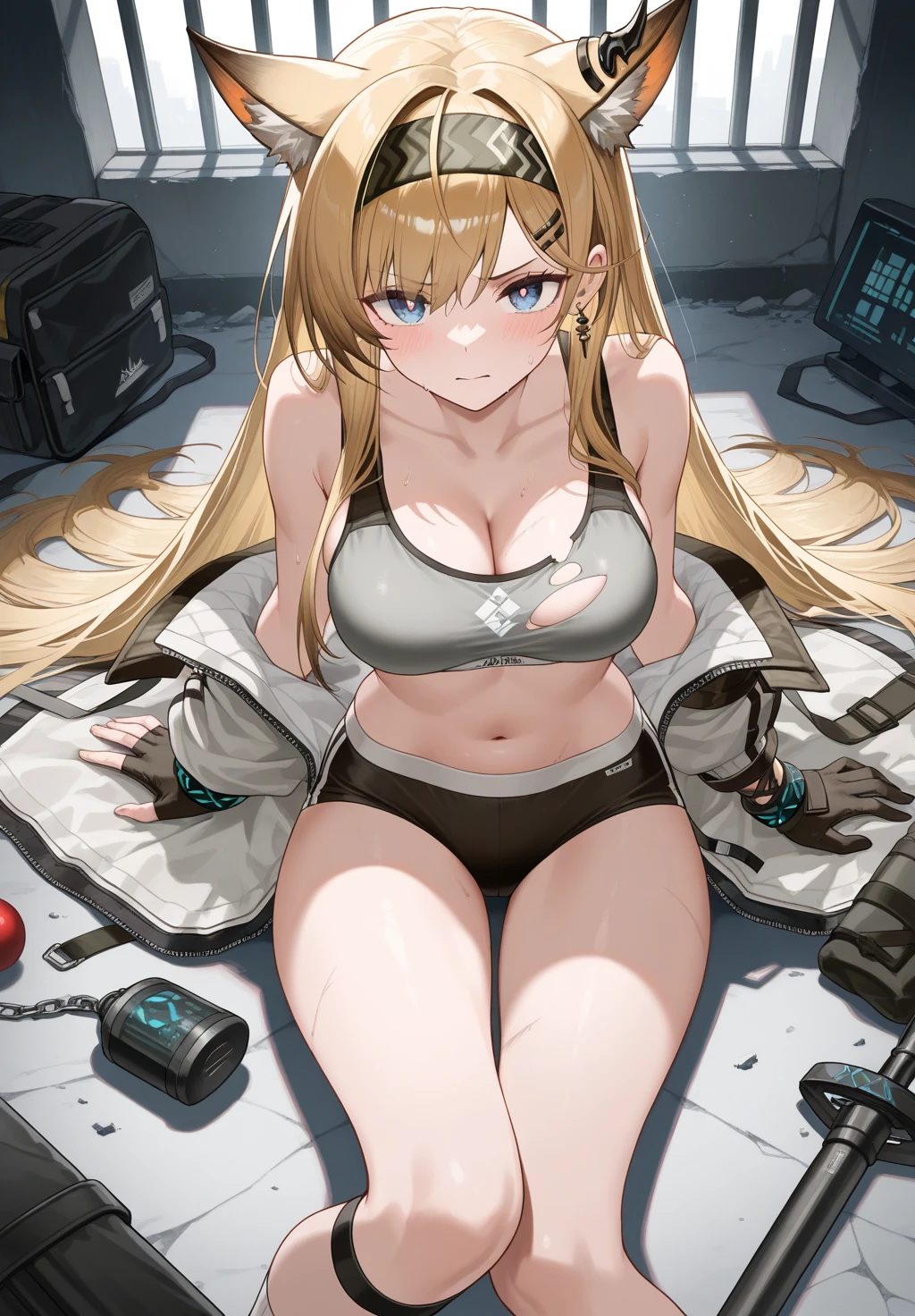 (Masterpiece, best quality, beautiful eyes, highly detailed, high res, anime), 1 girl, fox ears, fox tail, blond hair, blue eyes, big round glasses, hoodie, , , massive breasts, mature women, nerd, NEET, tiered, gamer girl, SFW, at home, room, PC, Computer, Gaming,