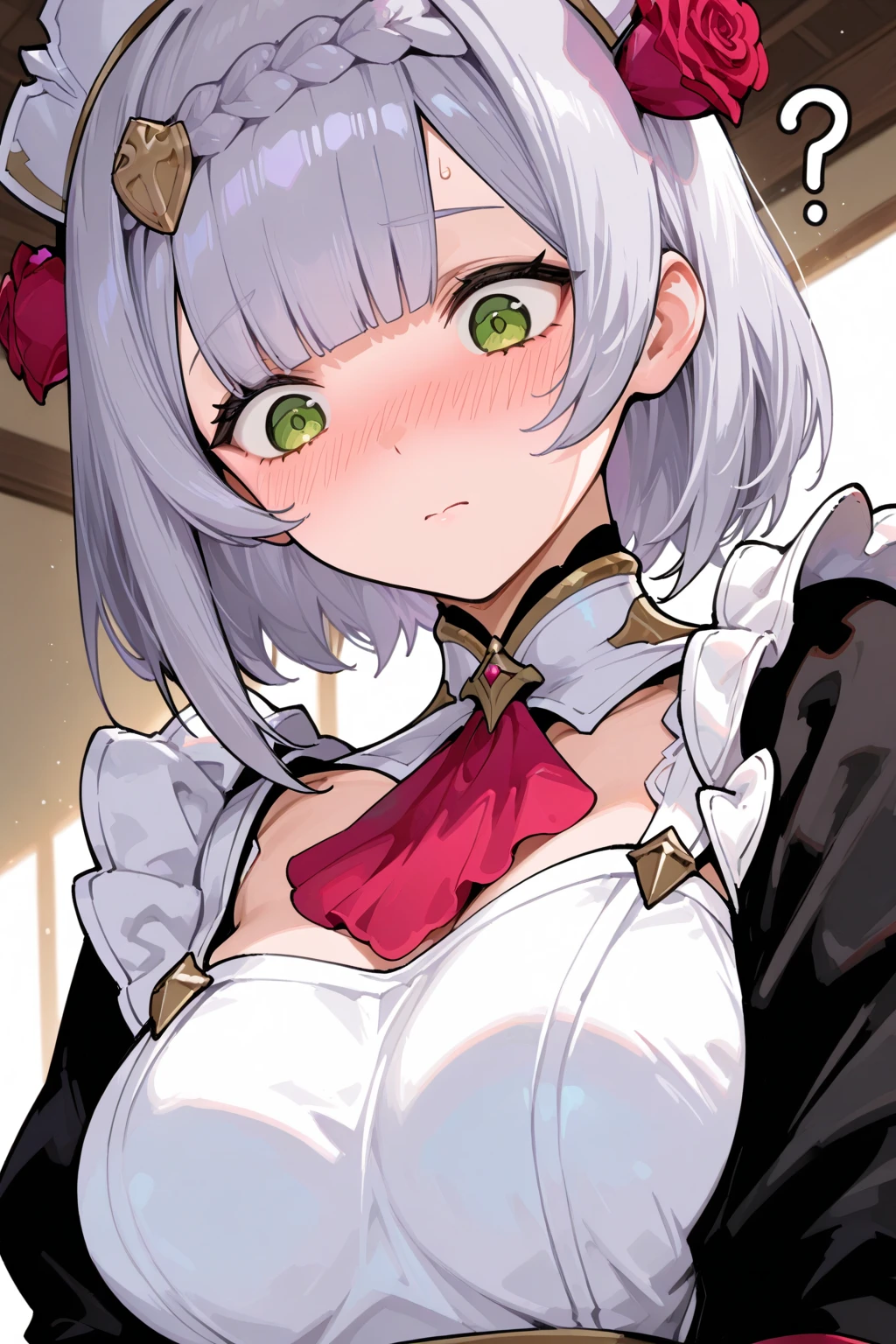 CorruptA,beautiful, (masterpiece:1.2), (Highest quality:1.2), Perfect Eyes, Perfect Face, Perfect lighting,One girl, Oily skin,masterpiece, Highest quality, High resolution, (Salome), Drill Hair, Parted bangs, hair band, ribbon, Purple eyes, , tattoo, ((Red tight dress made of cupra material)),mini skirt,Long sleeve,  shoulders, Black gloves, Cowboy Shot,Open your mouth,((headset)),Constricted eyes,),