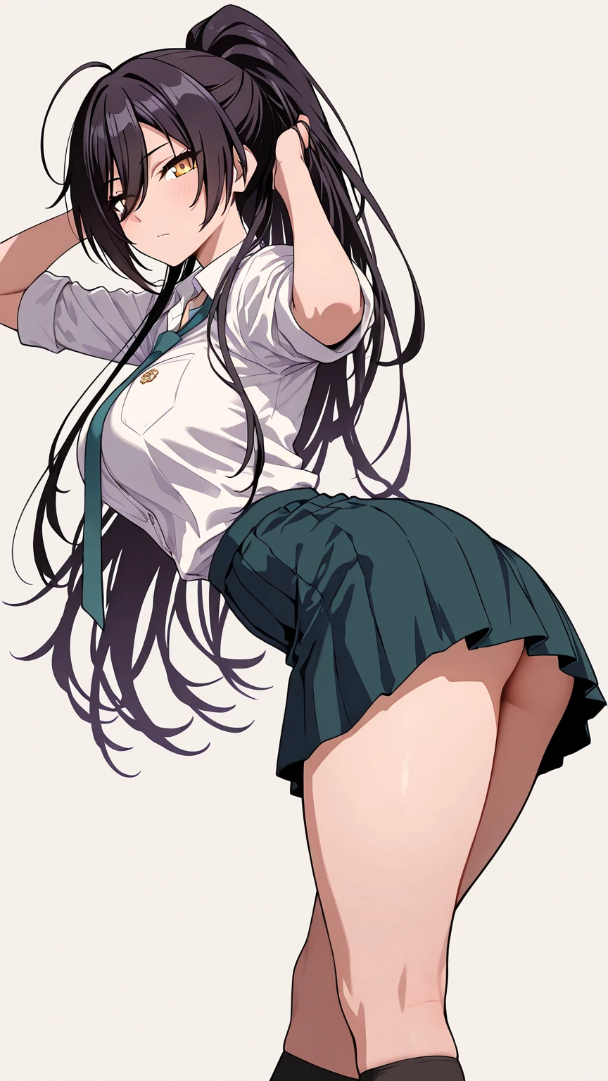 (masterpiece, highest quality:1.2), One girl, alone,Are standing_Split, 
Yuki mandarin orange, Long Hair, without black sleeveless short vest，Pink Skirt，black