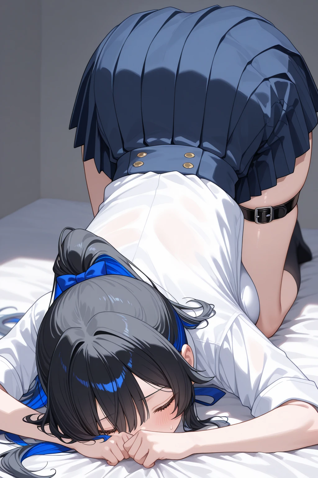 Cute decorated room, on bed in own room, ( teasing, girl on girl , , , , urinating, sweating, (lesbian ), blazer, sailor suit, hair (very long, various hair colors), hair) tousled hair), small , 9 year old girl, round face,  feet, (child: 1.2), (child face: 1 .2), short arms and legs, crying face, drooling, urinating, puny,  juices, girl lying on her stomach with multiple men. Boy on top of girl, inserting his very thick  into her  and . Man roughly pulls girl's hair, inserts (multiple) very thick  into girl's , man grabs girl's hair and pulls. Woman grabs girl's hair and pulls hard. Position, side view)), ((Insertion of super-thick  in , insertion of super-thick  in ))