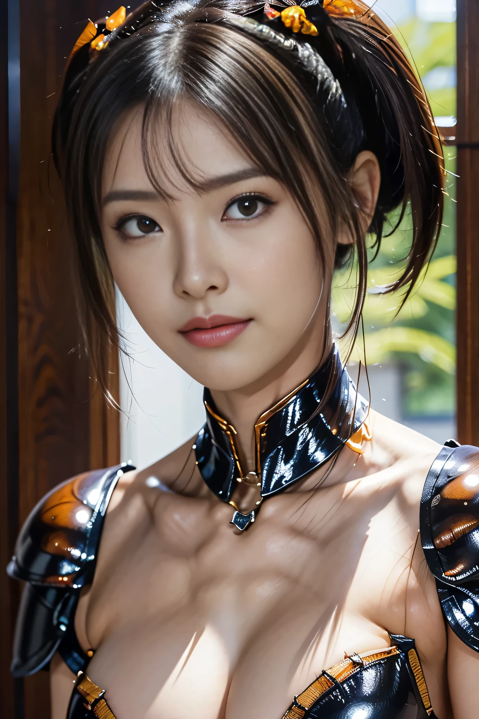 masterpiece、 best quality、 high resolution、 more details、Super Shiny、Oily luster、ゴキブリと女性のFusion、 female cockroach morphology 、Cockroach woman 、Fusion、Operation Alone、 gals、 Perfect Female Ratio 、 evil smile、 cute、Cockroach Antennae 、ゴキブリと外骨格スーツのFusion、 dark mahogany skin 、Short Hair、Crustaceans、 arthropod 、 enemy hideout background 、 evil organization style background