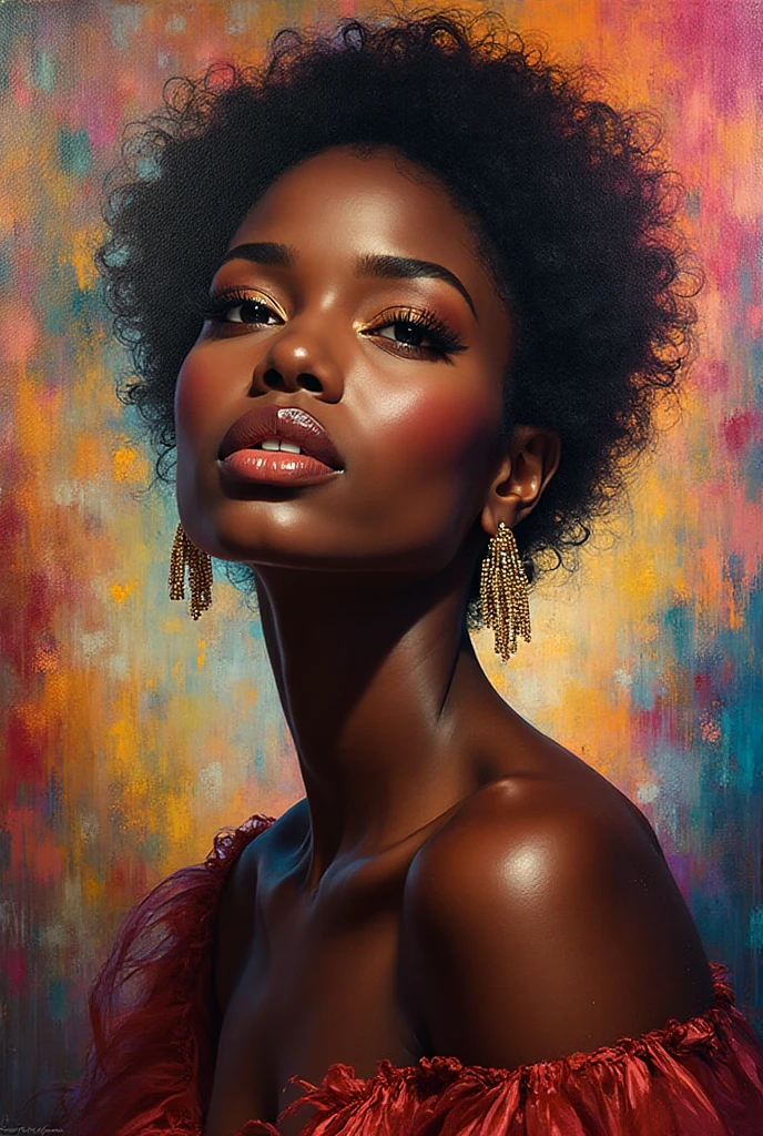 Beautiful black women paintings, Pretty Face, wearing flashy gold Chains, Hip Hop, affectionate, Avant-garde, Street Queen, Check it out, Ultra-fine inspired by WLOP, Art Station Trends, Fantasy Art, Complexity and confusion, The Art of Batting, Wallop Art, WLOP |, Influence, Beautiful character painting, Wlop style, WLOP | The germ of art, Unparalleled glass beauty, Figurative Art, Intense watercolor, Watercolor Detail Art, Watercolor splash, Surrealism, Avant-garde波普艺术, Beautiful and expressive paintings, Beautiful art illustration, rich and colorful, wonderful, Cruel beauty, masterpiece, best quality, Official Art, Women only, Clear outline, Best Shot, vector art, author：Sandra Chevrier, Dave McKean、Richard Avedon、screenwriter：Markiz Kuciala (Makizi Kuciala), Luminous design