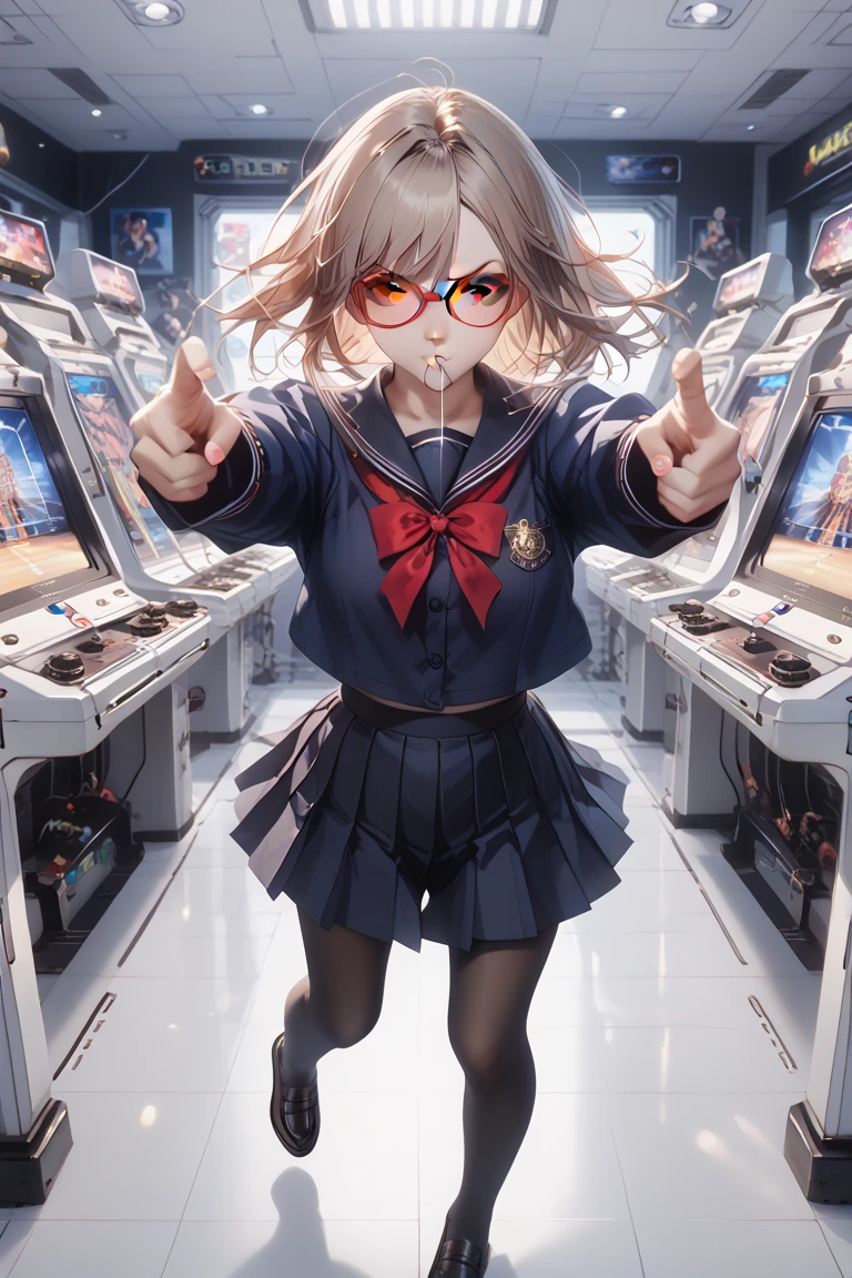 Lesbian、Sailor suit、Glasses、Pleated skirt、Hold out with both hands、( in the toilet:1.8) as a gift、、Sailor suit、Pleated skirt、攻撃