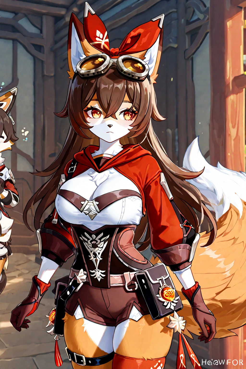 Big breasted, cat girl, mountain