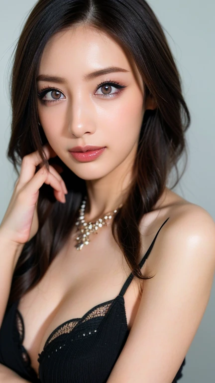 Realistic, One Girl, Brown Hair, Purple eyes, Glowing Eyes, thin, Sheer lace bra, thin, Sheer lace T-back, Lips parted, blush, night, Flowers, sun, sunlight,