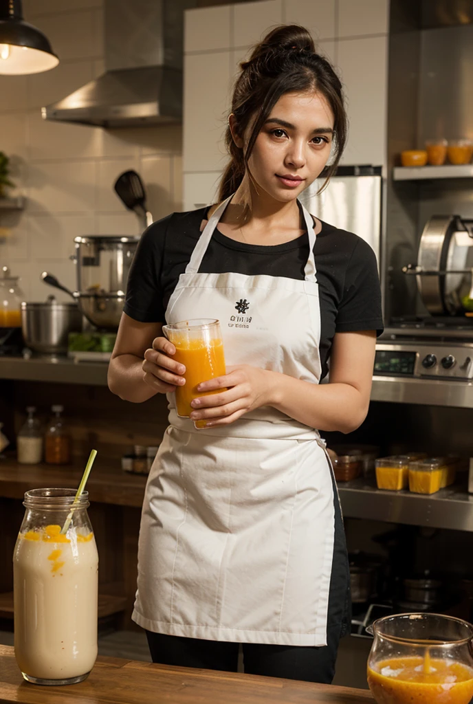 Chava serving drinks with white background 