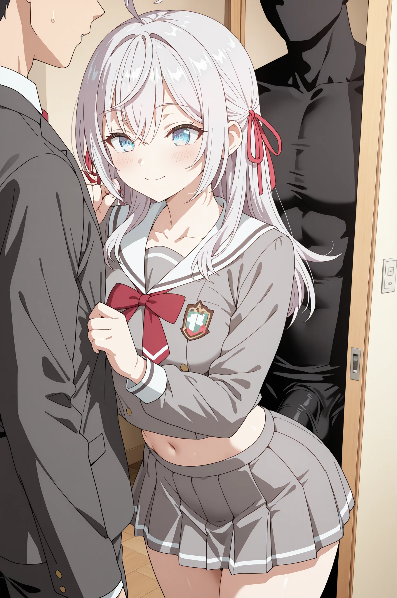 NSFW,masterpiece,Highest quality,High resolution,Very detailed,,Joan of Arc Horta Santa Lily\(Fate/grandorder\),(White Hair),Short Hair,Headpiece,Golden Eyes,Small breasts,school uniform,Dress shirt,ribbon,Checked mini skirt,Knee socks,Nightlife,Love Hotel,(Prostitute),(Lustful face),(Ecstasy face),(Middle-aged men),(Have sex),orgasm,Squirting,Drooling