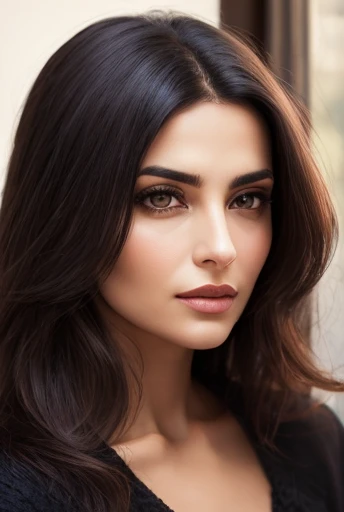 color photo beautiful  lebanese woman, focus on their face.