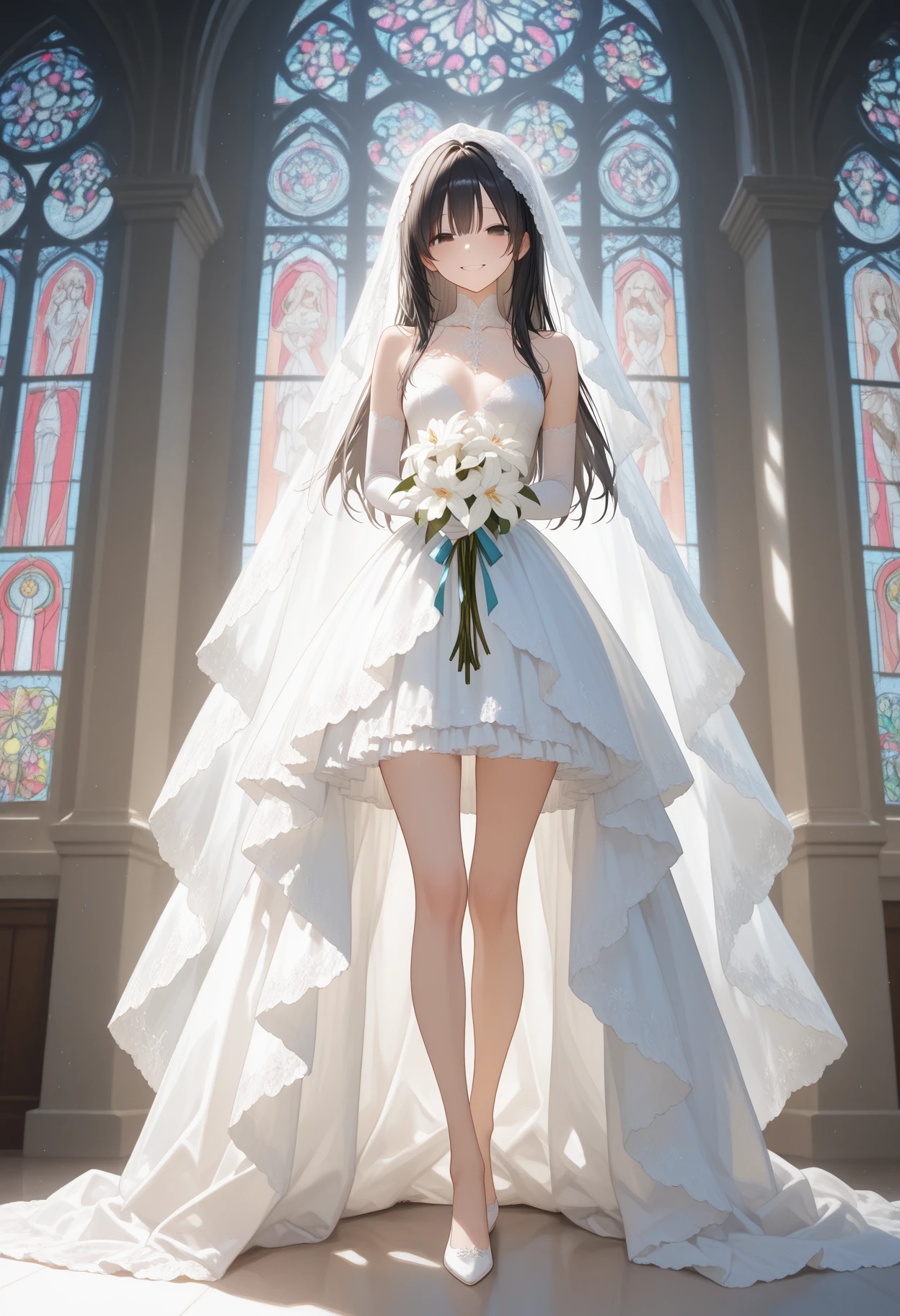 Highest Resolution,Highest quality,１People Girls,beautiful girl,Full body close-up,The body is frontal,looking at the camera,Standing posture,Crying face,Tears,Stringy saliva,Open your mouth,Sticking out tongue,Saliva,Tears overflow,Dripping a lot of saliva,Drooling,In a dress at church at night,Wedding dress,