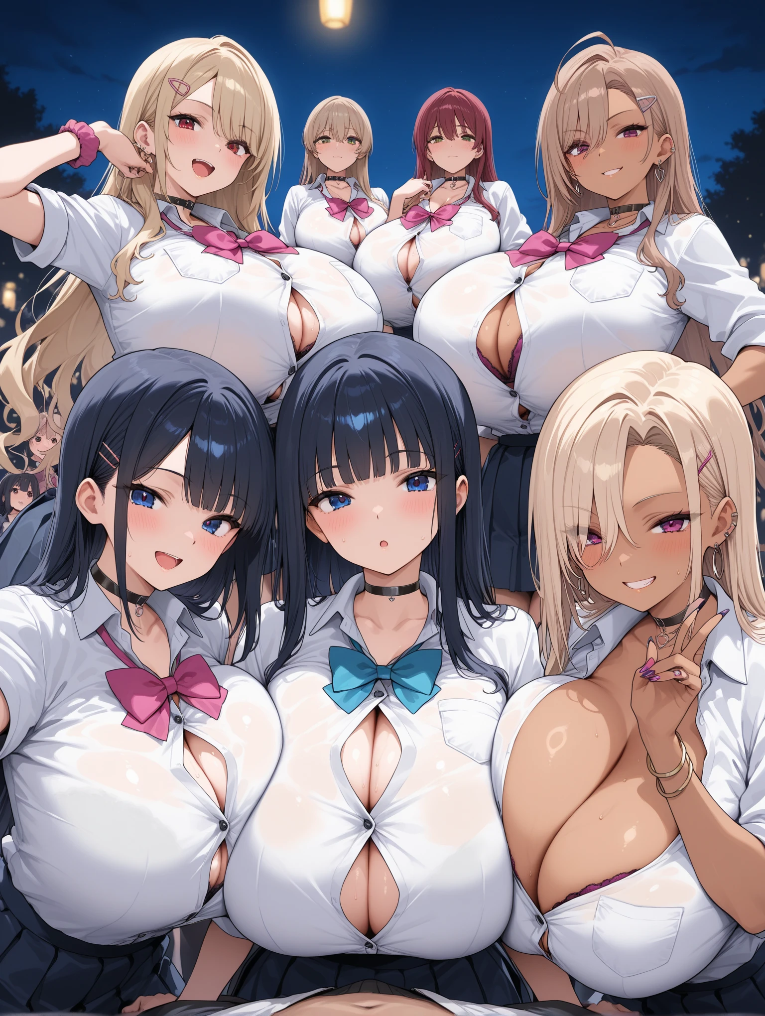 masterpiece, Highest quality, High resolution, Big Breasts、There are lots of women and viewers in a big bathtub ,Six Women、Bunny Girl Suit、Heart symbol and sound effect、The viewer is looked down upon by a tall woman.、A  full of sperm、There is only one viewer dick、Penis between 、Bukkake、Pant voice、Bright beautiful skin、Blunt bangs、Blunt bangs、The women tremble with joy、40-year-old woman、They are all very tall、Surrounded by tall women、A composition that expresses many things.、Bully、Adult women、Big body and small head、Harem、Many women are lined up、Black Hair、Blonde、titfuck、Nippleaternal、A kind smile、First Person View