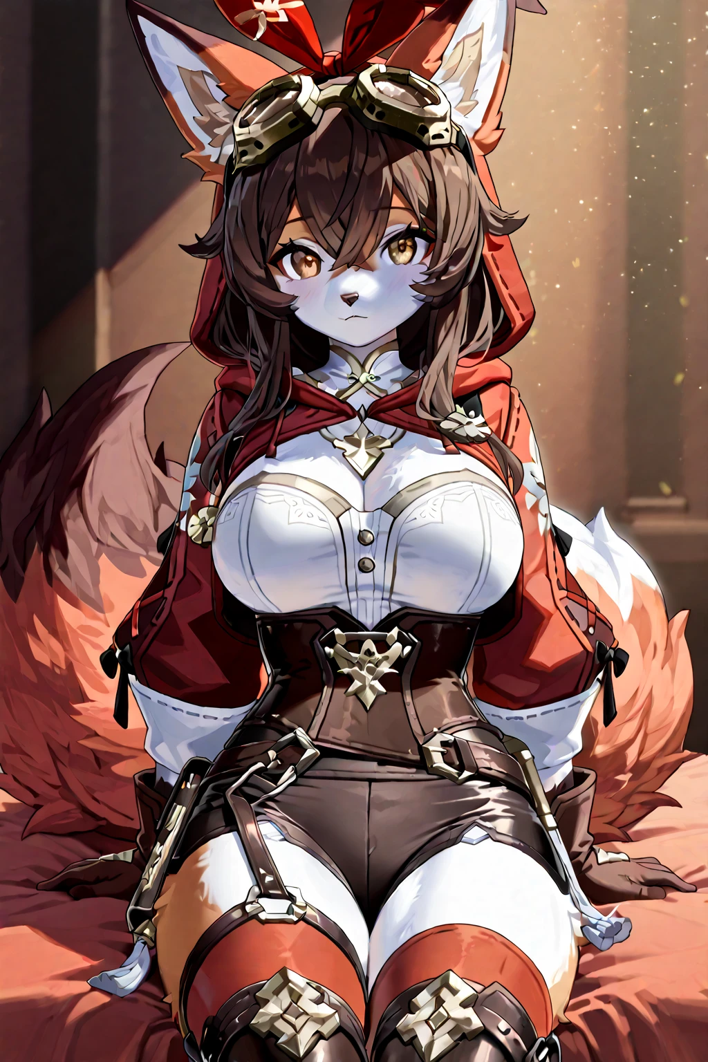 masterpiece, best quality, tony,1girl, solo, animal ears, gloves, cat ears, elbow gloves, , paw print, cowboy shot, , red eyes, , armor, red hair, brown hair, dress, <lora:tony_xl_v1:0.9>