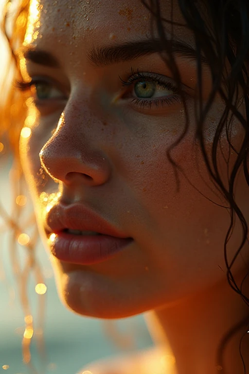 (:1.5),Beautiful African American young blonde, Wet shirt, braids,  parts, rim light, freckled skin, dust, Sun light, fireflies, misty, Dreamer, sweaty, bathe in light, neckline a tope, sweat, backlighting, romantic mood, French, dusty highway, flowers in the wind, fog, Hoar, sweaty, drip, hot girl, wet, pelo wet, victorian ,  sexy nightgown, mostrando neckline, rose petals, beautiful face, sunlit, covered in flowers and petals, rays of god, cozy, wet skin, Morning dew, backlighting, misty, golden hour, Morning light,  humor, alone, Field, shy, Masterpiece, Best Quality, ultra detailed, Alone, smoke, darkness, contrast, close up, cinematic light, side lighting, ultra high resolution, best shadow, RAW, 4k, sexy, neckline