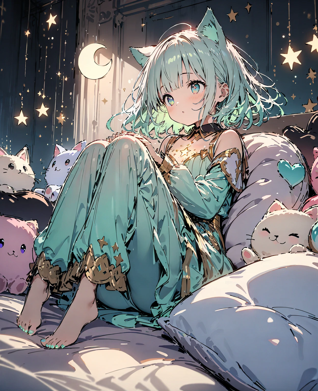 masterpiece, Highest quality, Illustrations for novels, High resolution,  , Sensual, Intimate, Emotional, Passionate, romantic, sweet, Adorable, Innocent, Pure, Enchanting, Enchantingな, attractive, mysterious, Enchantingな, Enchanting, Immersive, Enchantingな, dream-like, Surreal, Imaginative, Whimsical, Artistic, Avant-garde, timeless, elegant, Sophisticated, chic, Sophisticated, Individuality, original, Enchantingな,One girl,Deltamon_beta, alone, blue eyes, Knee socks, Animal ears,  shoulders, Blue Tail, Earrings,Removable sleeves, Green Hair, No sleeve, Cat ear, bag, white Knee socks, Cat's Tail,pink backpack,Pink school bag,(Cheetah Dress:1.3), Paired with ivory tights and Mary Jane shoes.
rest ((Avoidance method ((kitten)), Crying face))