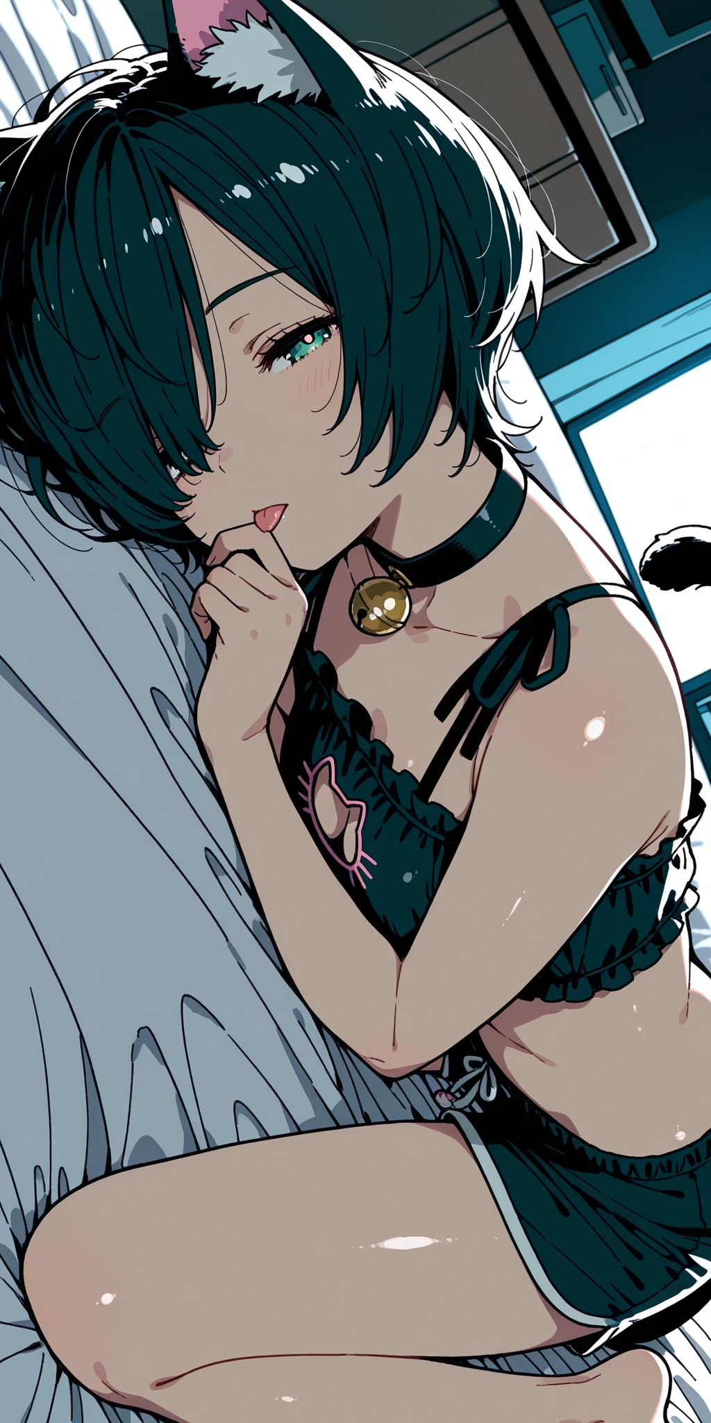 Emo slut, experiences a strong ,  pose and lingerie