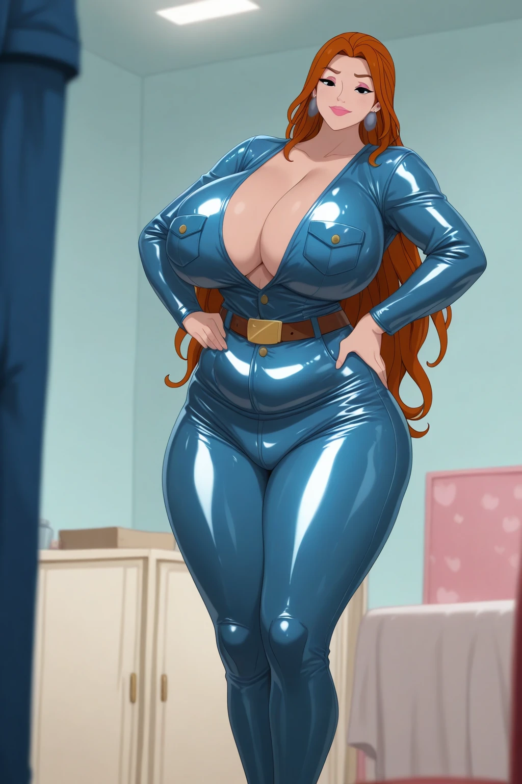 Lucy Pinder, ((Very dark blue make-up)), ????, voluptuous woman, Cleavage, (Adele), Chubby woman, Race, 青いPlatinum Hair, Her hair is in blue pigtails, Blue tie, Black Tactical ????????, belt, Blue Pantyhose, Long beads, Handbag Blue, ((return)), ((Please open your mouth wide)), ((Sticking out tongue)), Beautiful ???.
 8K, Blue Hair, 8K 円, High quality illustrations, Dynamic Lighting, Exquisite detail, ?????????９Month Female, Mature Woman, Mom Type, Mom Type, Very ?????????????:1.7,Curvaceous figure, Bright red lips, Perfect body, Sensual appearance, Curvy Model, Very plump body, Sensual body, Plus Size Women, Attractive plus size model, Illustration of a curved hourglass,blue eyes: 1.7. Shine:1.2,Standing pose,(Glaring at the camera), ?????????９Month Female, Very ?????????????:1.7,Lucy Pinder, ((Very heavy makeup)), ????, voluptuous woman, Cleavage, (Adele), Chubby woman, Race, Platinum Hair, Her hair is in blue pigtails, Blue tie, Black Tactical ????????, belt, Blue Pantyhose, Long beads, Handbag Blue, ((return)), ((Please open your mouth wide)), ((Sticking out tongue)), Beautiful ???.