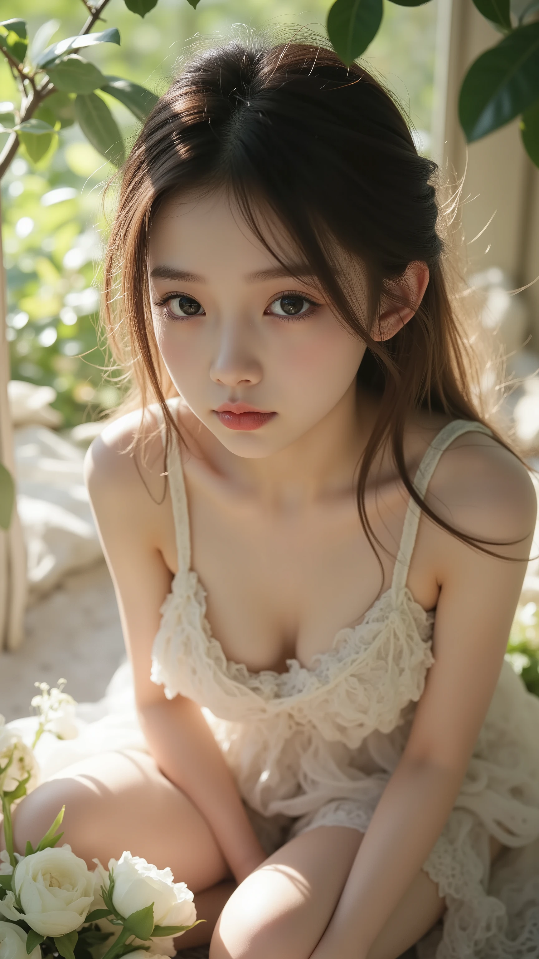 little beautiful girl、(((boob, No touching、molester, deep clevage)))、shame、super realistic:1.3、top quality、Max Image Quality、Perfect Anatomy