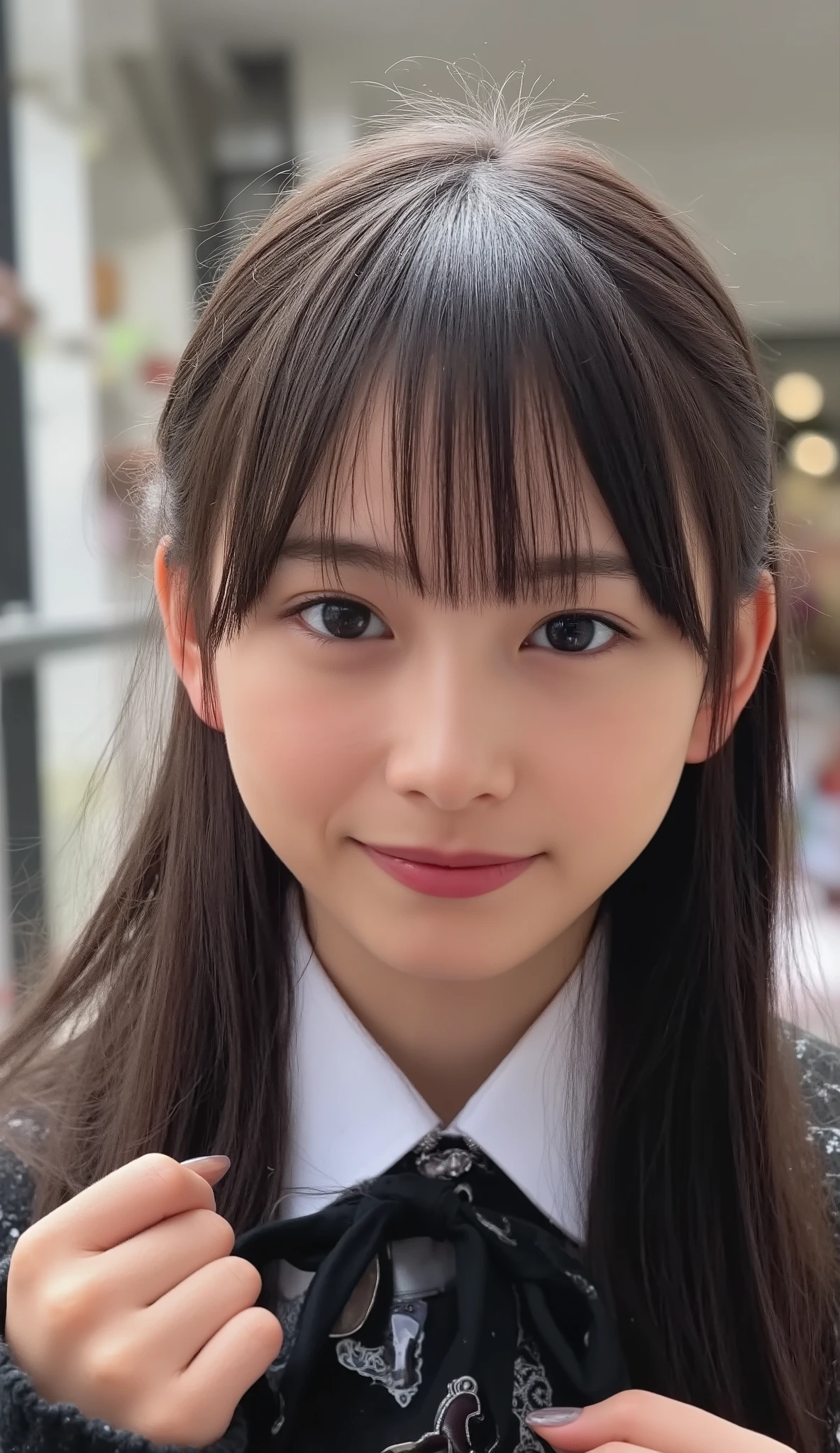 Beautiful girl、face up with eyebrows 、Correct structure as a human 、 Women's Correct Structure、v-neck sweater、 top quality、masterpiece、 big boobs、big boobs、correct number of fingers、is Shibuya、beautiful woman、big breasts