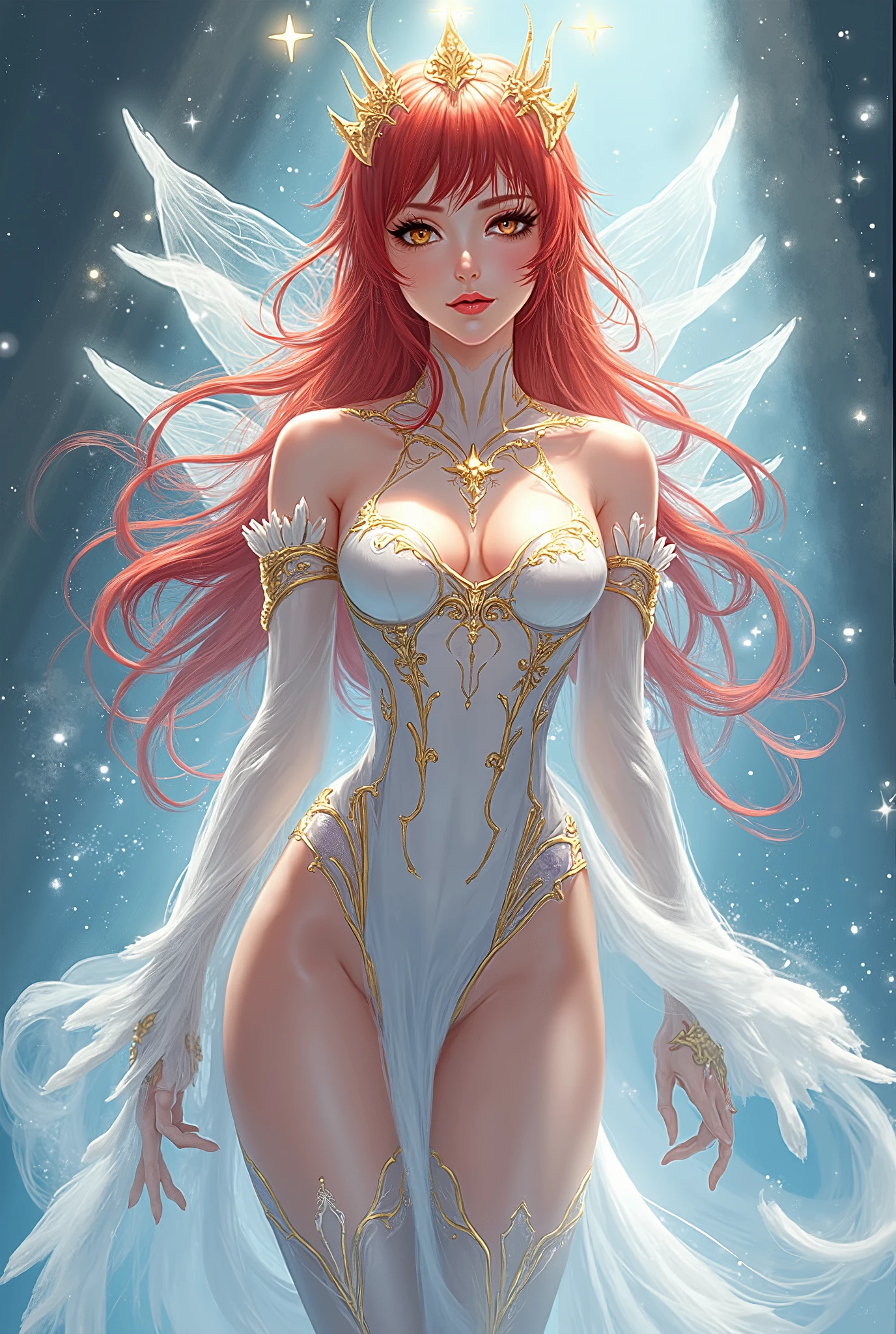 {-erro_de_anatomia:1.0}(best quality,4k,8k,highres,masterpiece:1.2), ultra-detailed, (realistic,photorealistic,photo-realistic:1.37), mature , illyasviel von einzbern, redhead hair, full body, vibrant colors, glowing skin, mesmerizing eyes, elegant pose, enchanting background, delicate lace dress, surreal lighting, ethereal atmosphere, mystical aura, intricate details, artistic medium, digital illustration, fantasy, anime , mouth closed. Different posture , dynamic poses, mouth closed. Different posture, backwards, with chin resting on shoulder. Perfect fingers. Looking ahead, crystal eyes, sitting on the ground