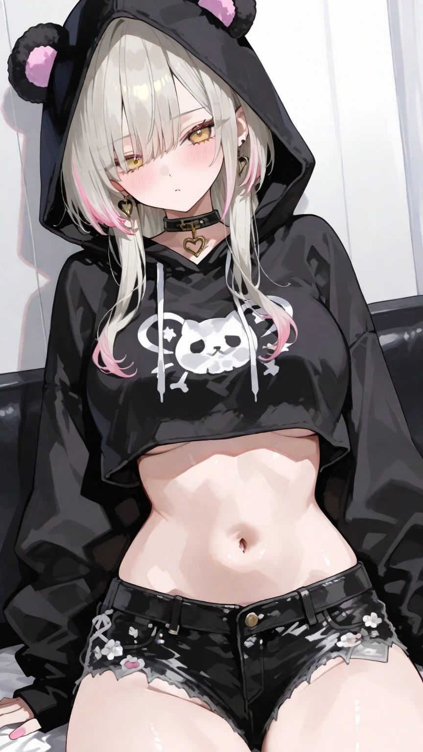 score_9, score_8_up, score_7_up, score_6_up, 1girl,
 <lora:Ichihoshi_Lumina:0.8> lumina, long hair, heterochromia, ahoge, twintails, black top, navel, black ,