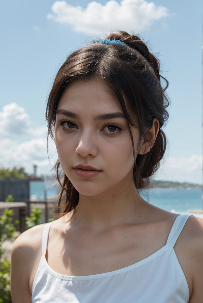 Best Quality, Masterpiece, super high resolution, A super model submerged in hot springs in Japan., outdoor hot springs, stone hot springs, surrounded by moss and trees, super beautiful face, pure body, clear pores visible, (SMILE:0.8), using division (lace headband:1.2), (realism:1.5), Photo original, soaked body, covered in sweat, bare shoulders, in the dark, deep shadows, low key, cold light