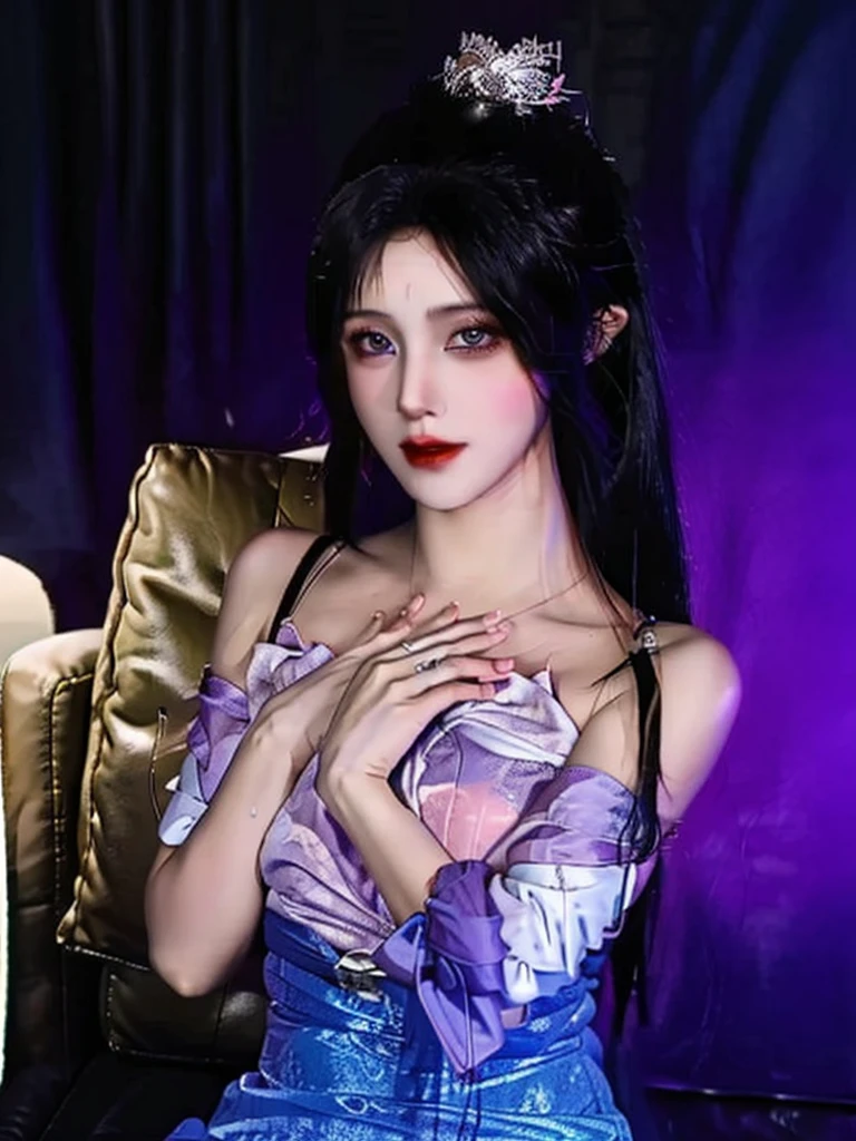 (((masterpiece+best quality+high resolution+ultra-detailed))), boa hancock, long silky black hair, high nose, sharp eyes, noble and inviolable temperament, (([female]: 1.2 + [beauty]: 1.2 + black long hair: 1.2)), dark and deep background, bright eyes, dynamic angle and posture.