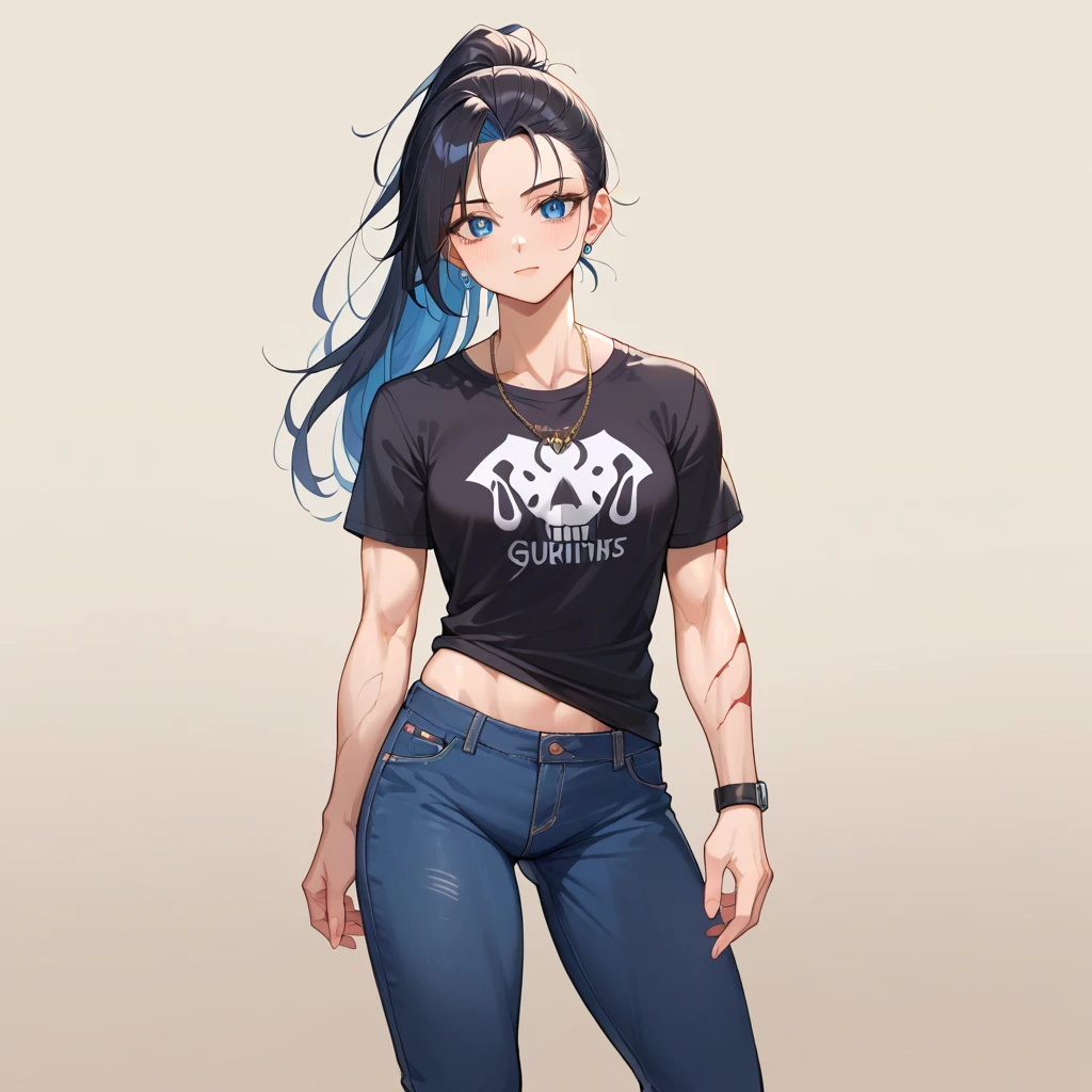  (masterpiece:1.3), (Best Quality:1.3), (Ultra-detailed:1.2), ((kawaii)), Cute, (lovely), (()), ((Extremely detailed)), 4K, (8K), Best Quality, (Beautiful), Illustration, anime style, (bold line:1.2), Gradation, looking at viewer, //, (bent down:1.1), (arms behind back), //, a cute girl, 1girl, (solo:1.2), gleaming skin, //, (), (Perfect eyes:1.2), (Perfect iris:1.2), //, darkblue hair color, (beautiful eyes) //, (half closed eyes:1.3), ( expression:1.2), Fascinated expression, smile, (blush:1.2), //, modern city bacground, on rock, tank top with skirt, twin tails, muscle girl, hard abs