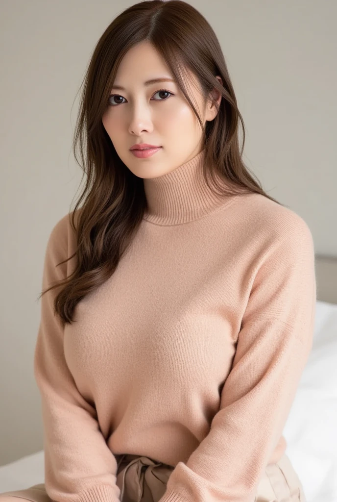 ((highest quality, 8k, masterpiece:1.3)), Upper Body, Sharp Focus:1.2, Beautiful woman with perfect figure:1.4, Slender Abs:1.1, The background is a convenience store counter., ((ponytail, Big Tits:1.2)), (She is wearing a red fluffy sweater dress, はち切れんばかりのBig Tits, Slim and toned waist, Soft big ass, Laughing behind the counter at a convenience store:1.2), Highly detailed face and skin texture, Detailed eyes, double eyelid