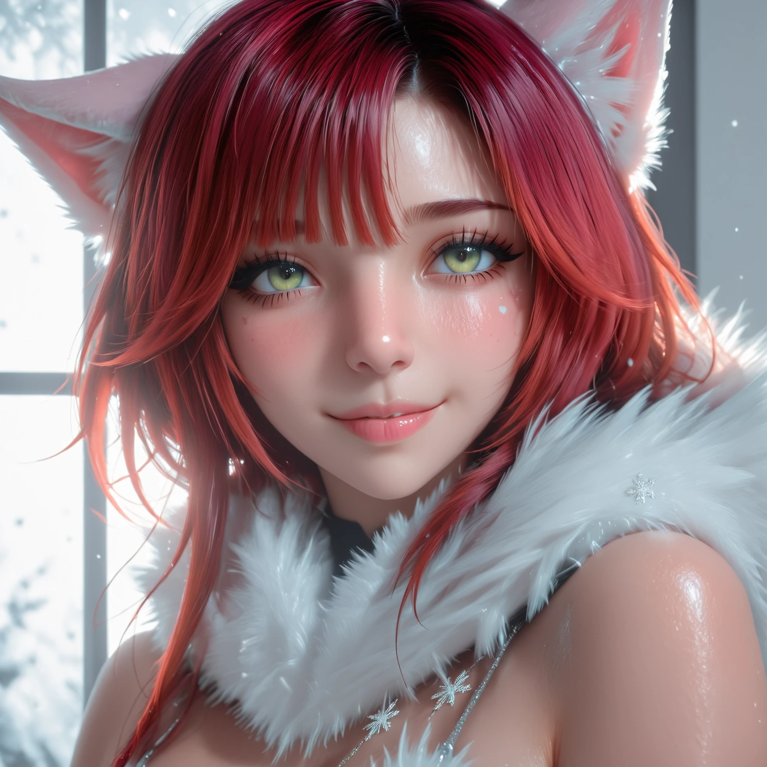 red cat girl, anthropomorphic cat, toned body full of fur, showing midriff, highly detailed face, highly detailed eyes, full body, whole body visible, full character visible, soft lighting, high definition, ultra realistic, 2D, 8K, digital art